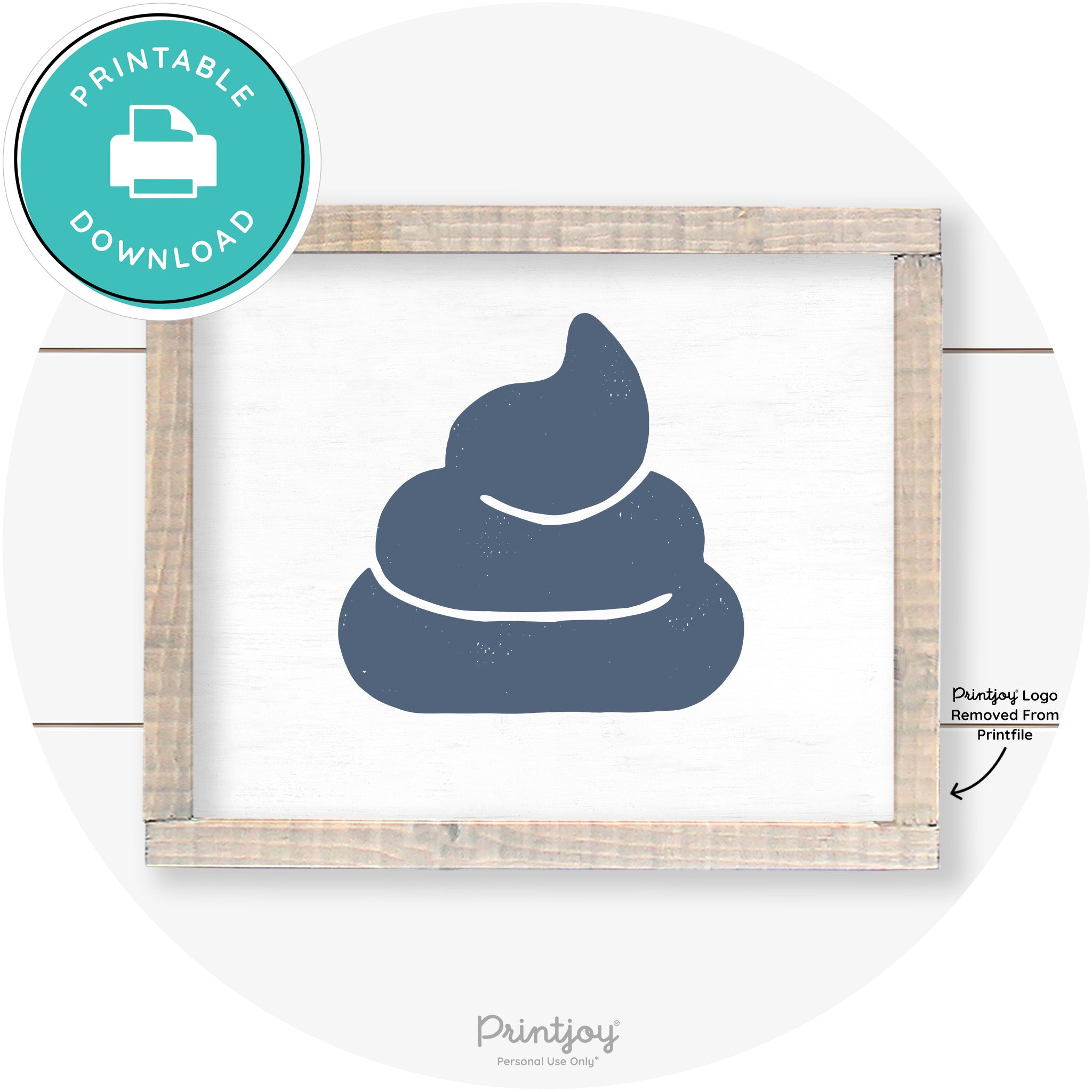 Poop Emoji Silhouette Funny Bathroom Sign Wall Art Free Printable - Printjoy