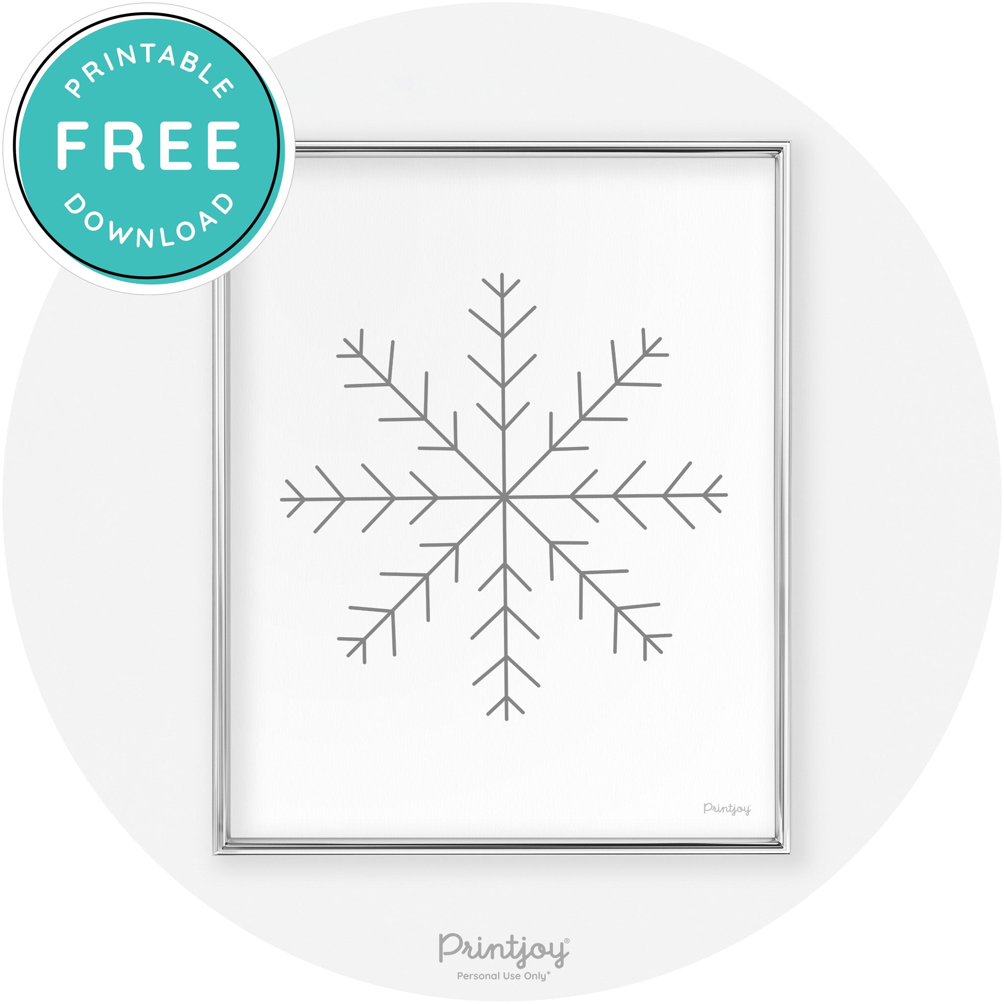 Snowflake Line Art Cute Winter Modern Chic Wall Art Free Printable - Printjoy