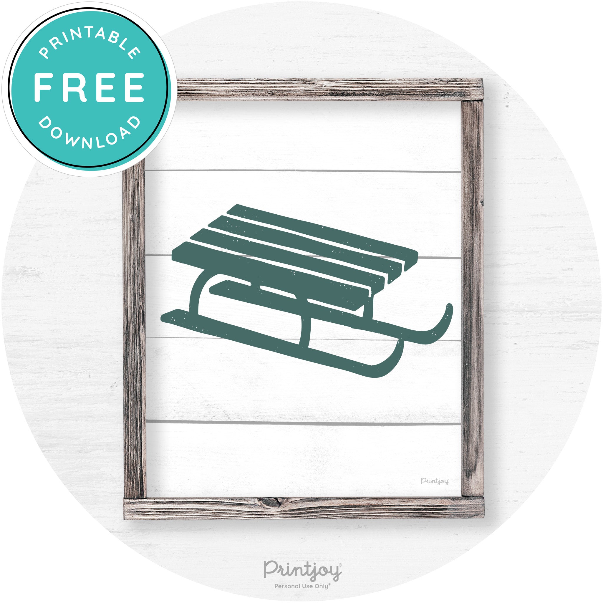 Winter Old Fashioned Sled Rustic Farmhouse Wall Art Free Printable - Printjoy