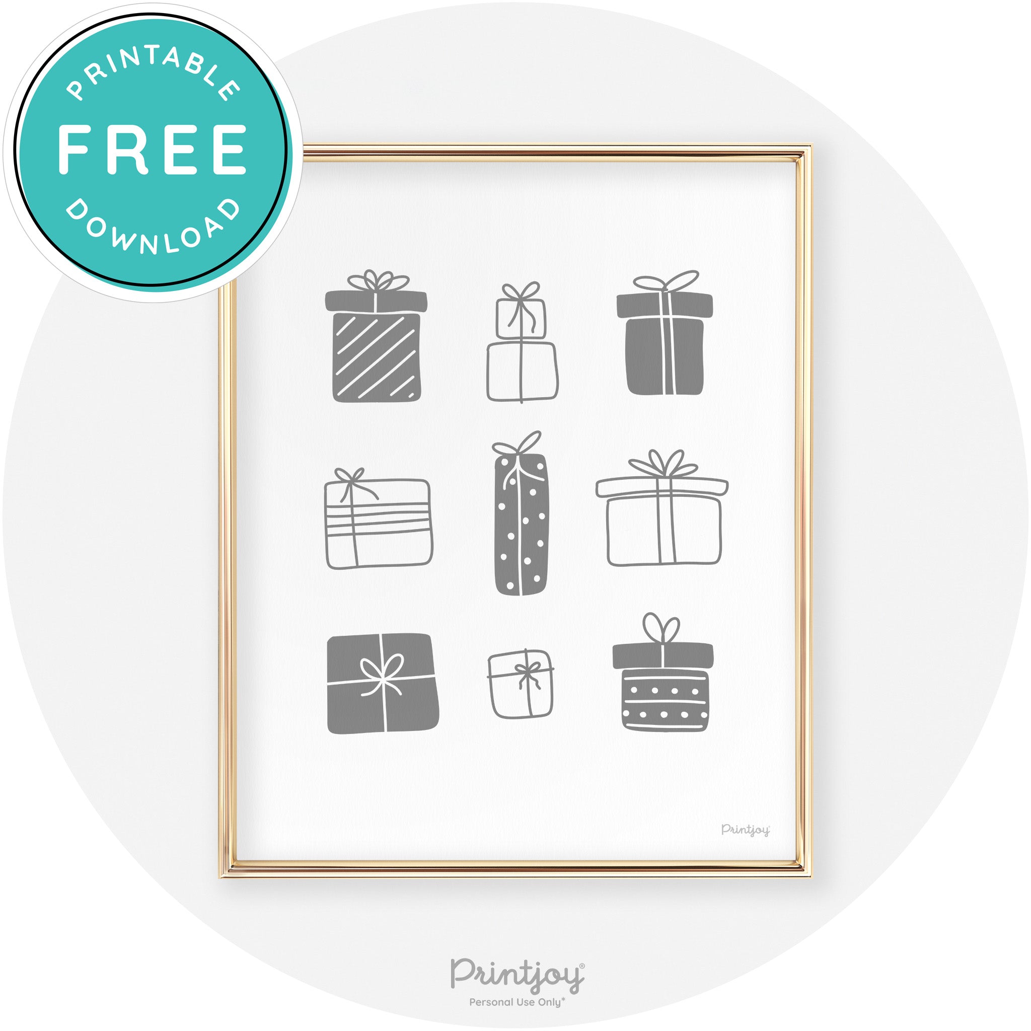Presents Christmas Gifts Cute Modern Chic Wall Art Free Printable - Printjoy