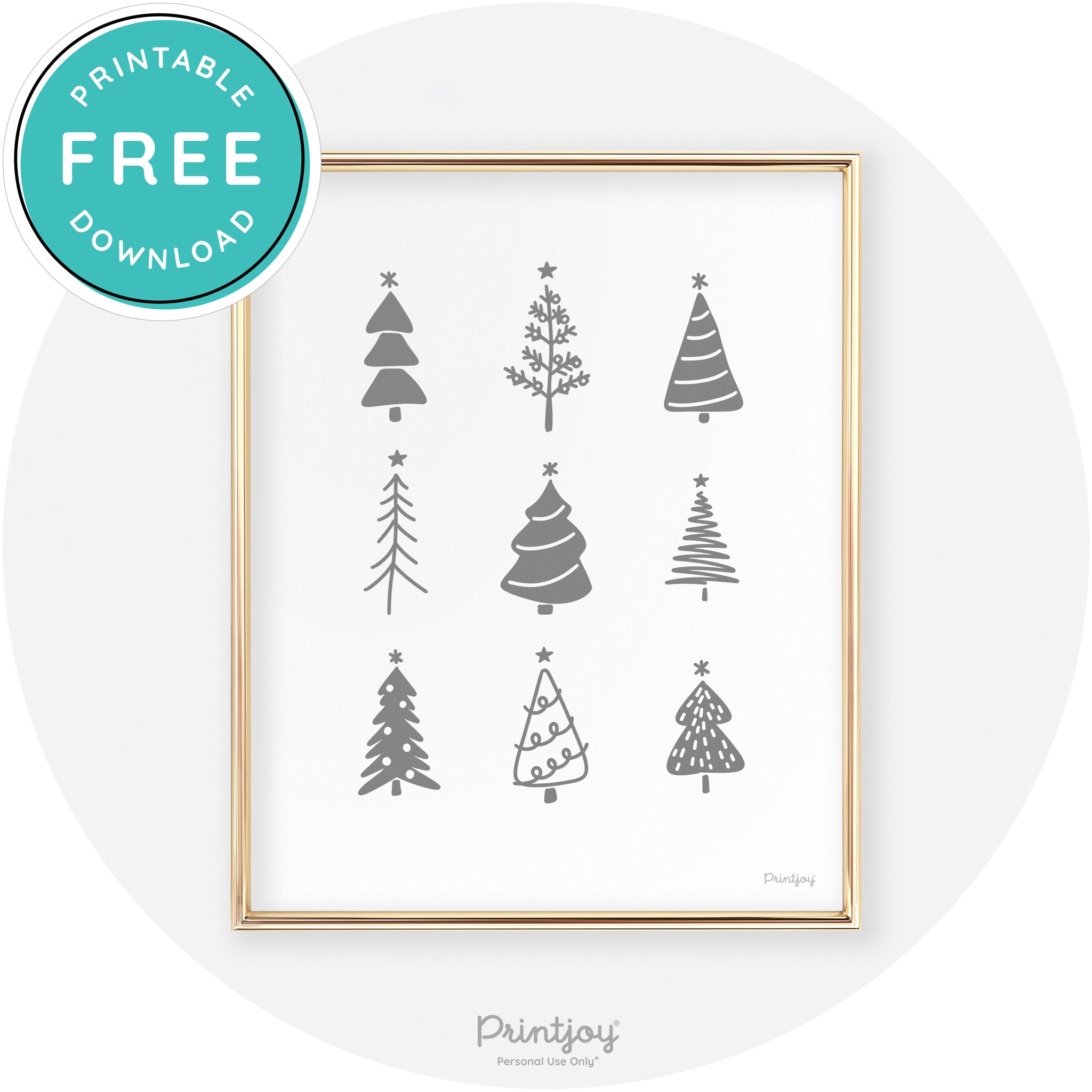 Christmas Trees Cute Modern Chic Wall Art Decor Free Printable - Printjoy