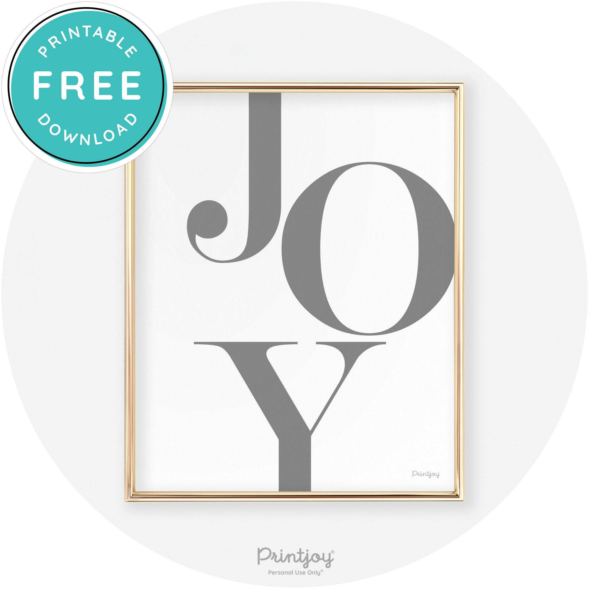 Joy Typography Cute Simple Modern Wall Art Decor Free Printable - Printjoy