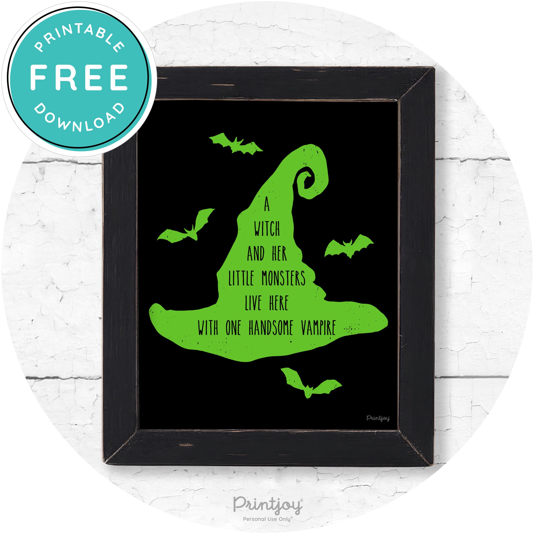 Fun Halloween Family Farmhouse Witch Hat Wall Art Free Printable - Printjoy