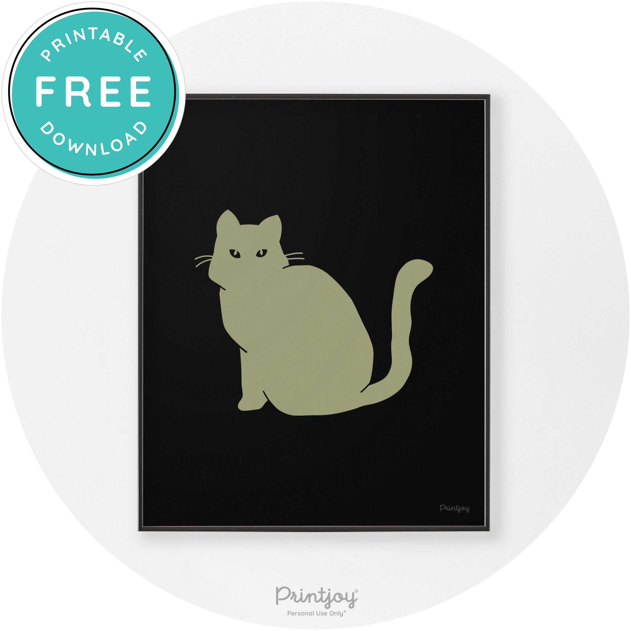 Halloween Spooky Cat Modern Chic Wall Art Decor Printable - Printjoy