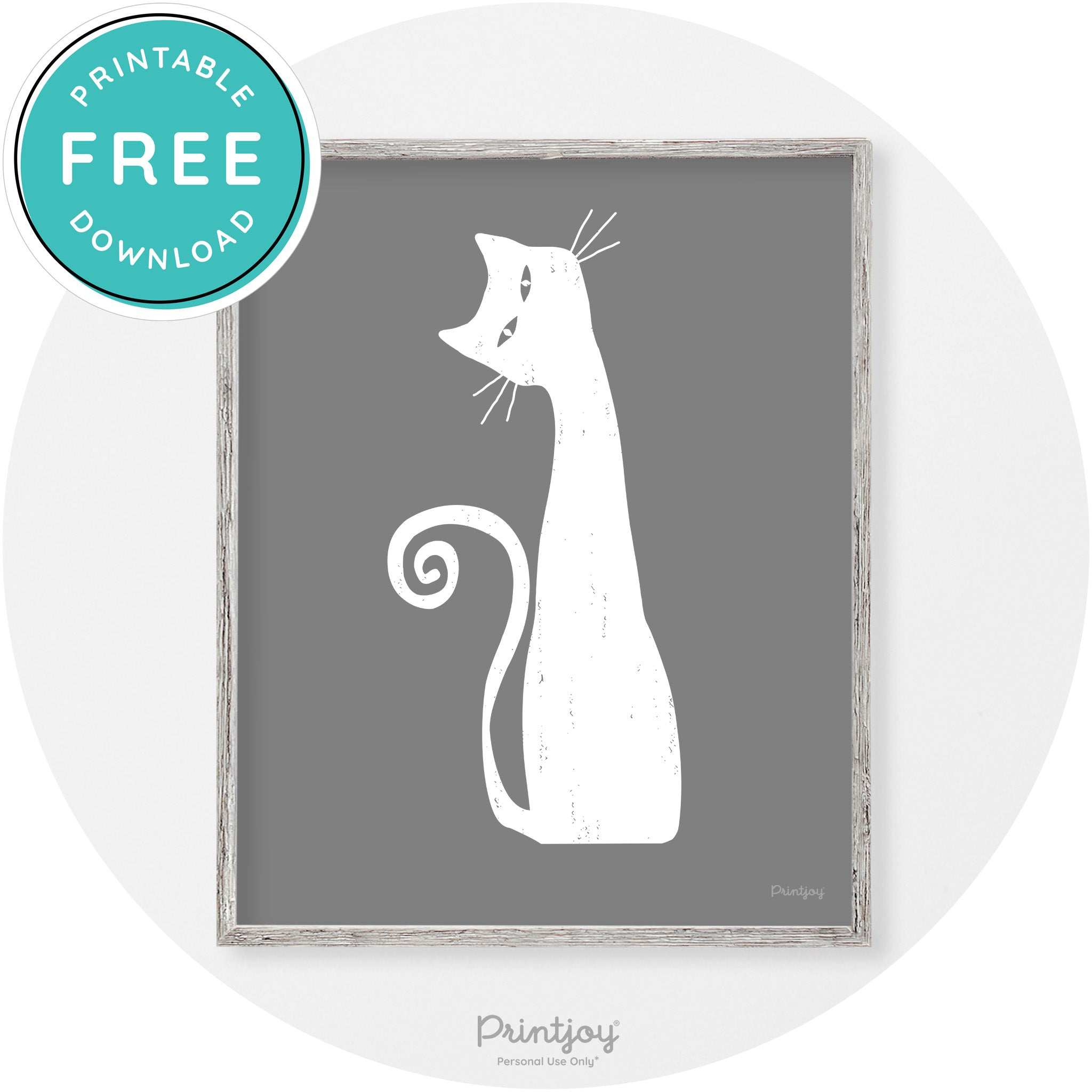 Creepy Skinny Cat Modern Vintage Halloween Wall Art Free Printable - Printjoy