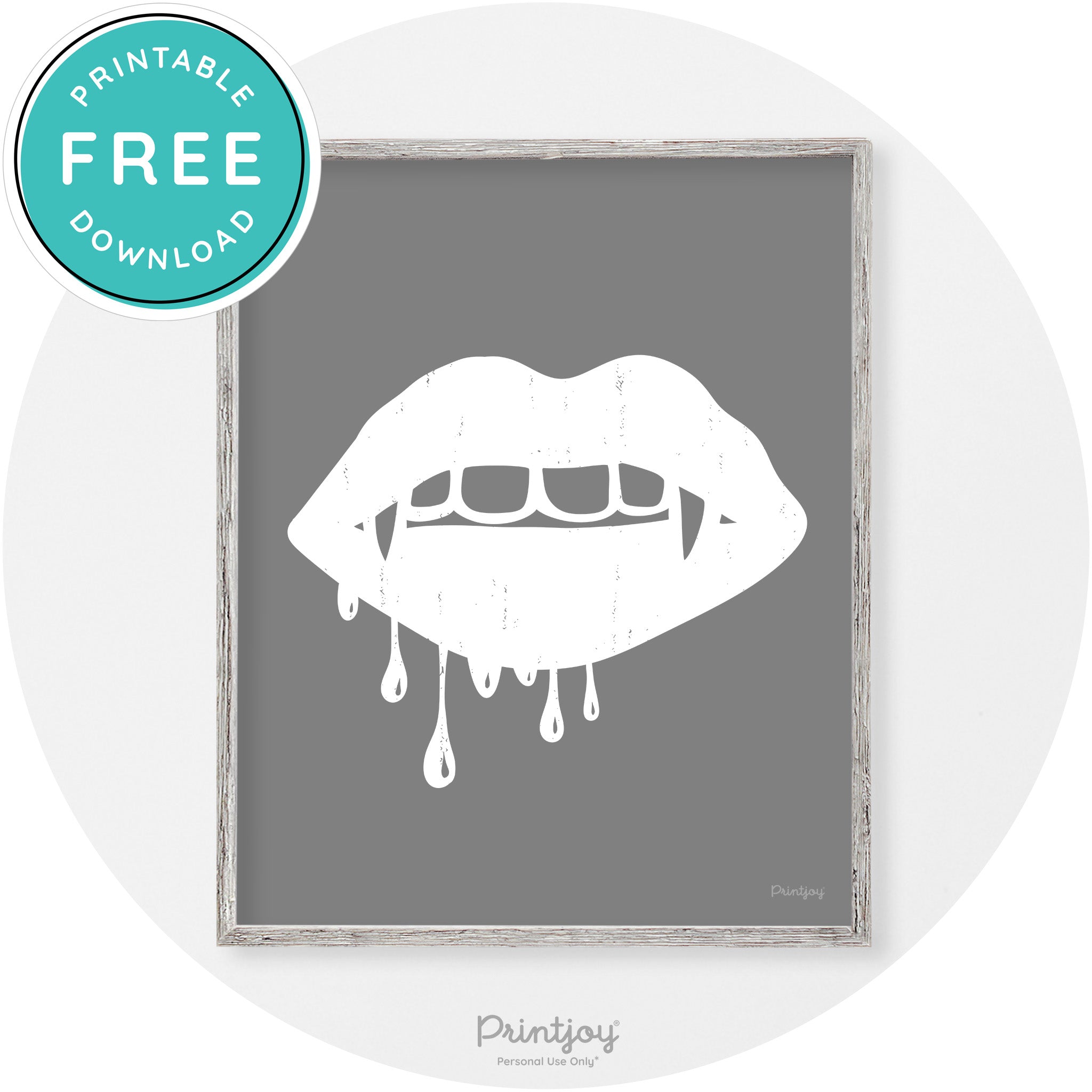 Dracula Fangs Teeth Modern Vintage Halloween Wall Art Free Printable - Printjoy