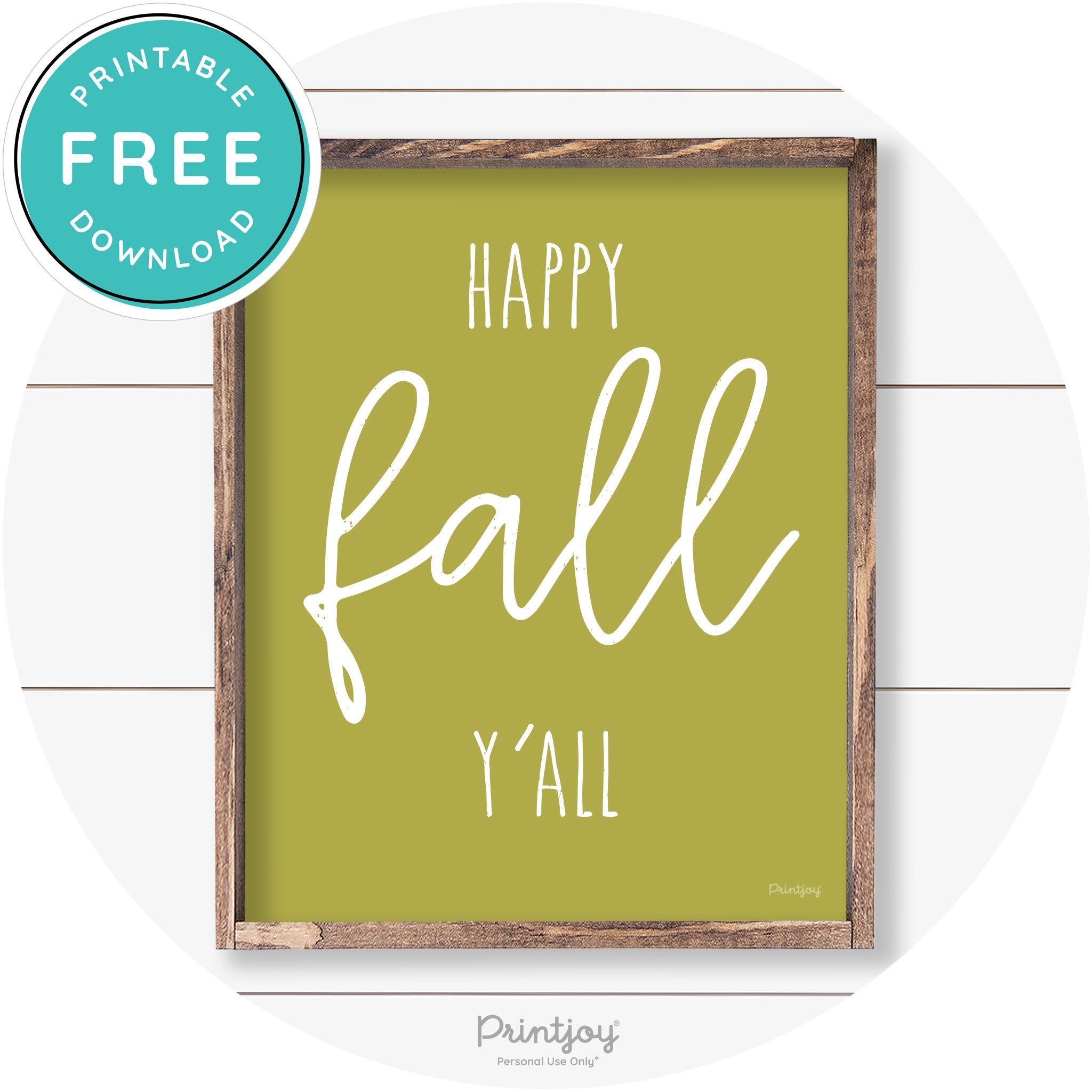Happy Fall Y'all Cute Farmhouse Autumn Wall Art Decor Free Printable - Printjoy