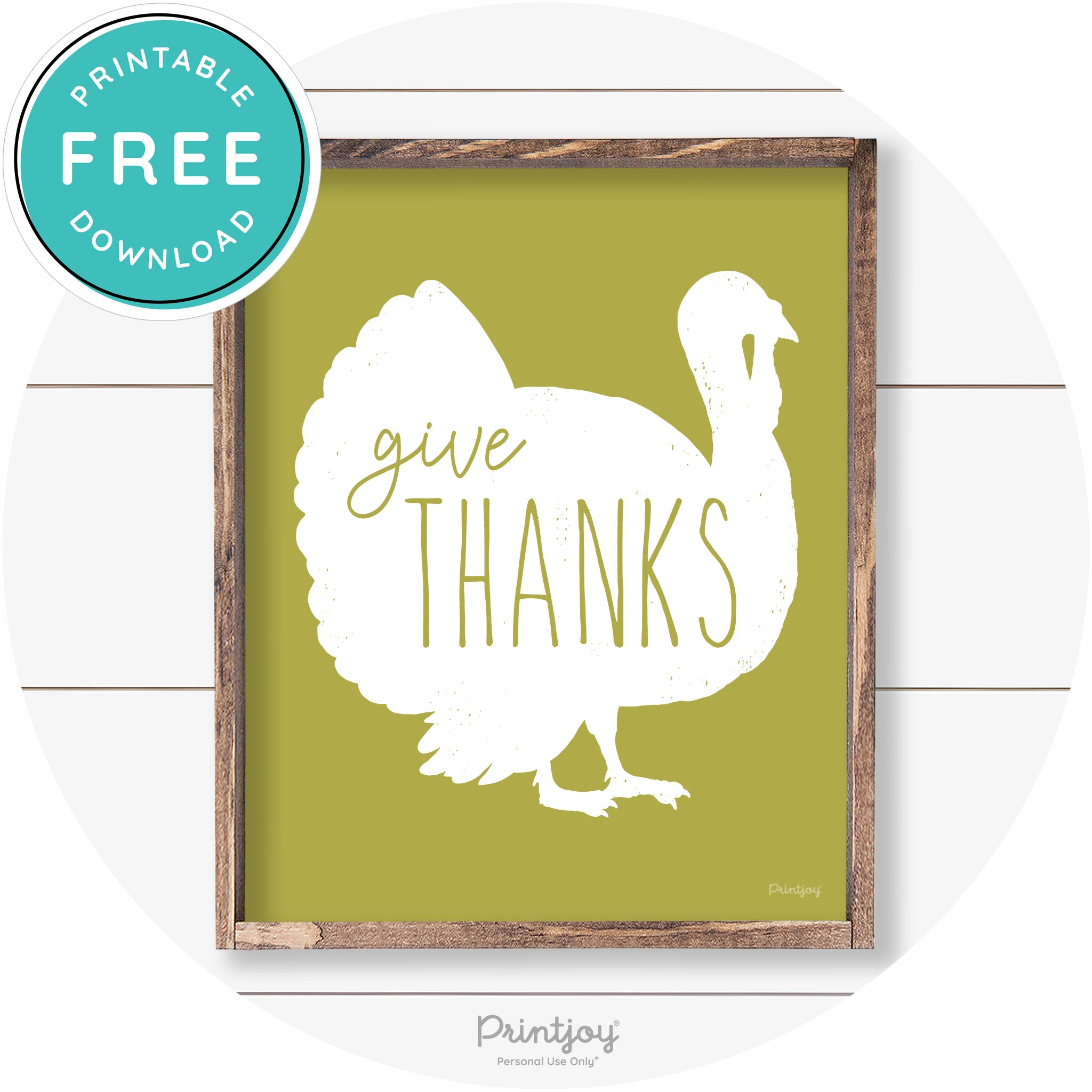 Give Thanks Turkey Thanksgiving Farmhouse Wall Art Free Printable - Printjoy