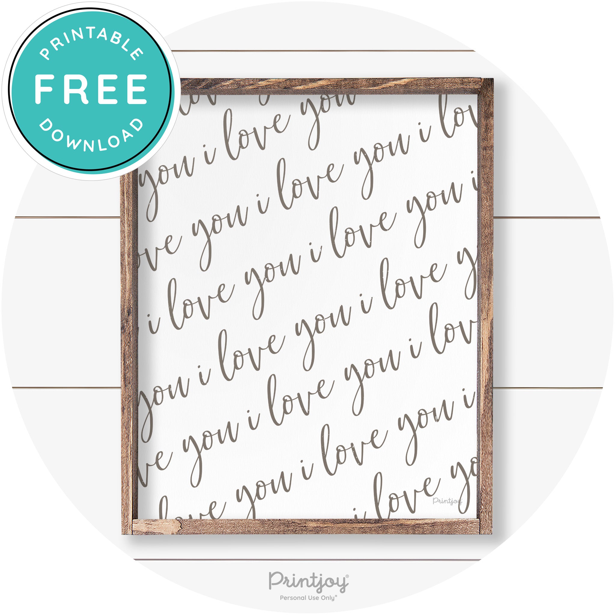 I Love You Pattern Cute Couples Farmhouse Wall Art Free Printable - Printjoy
