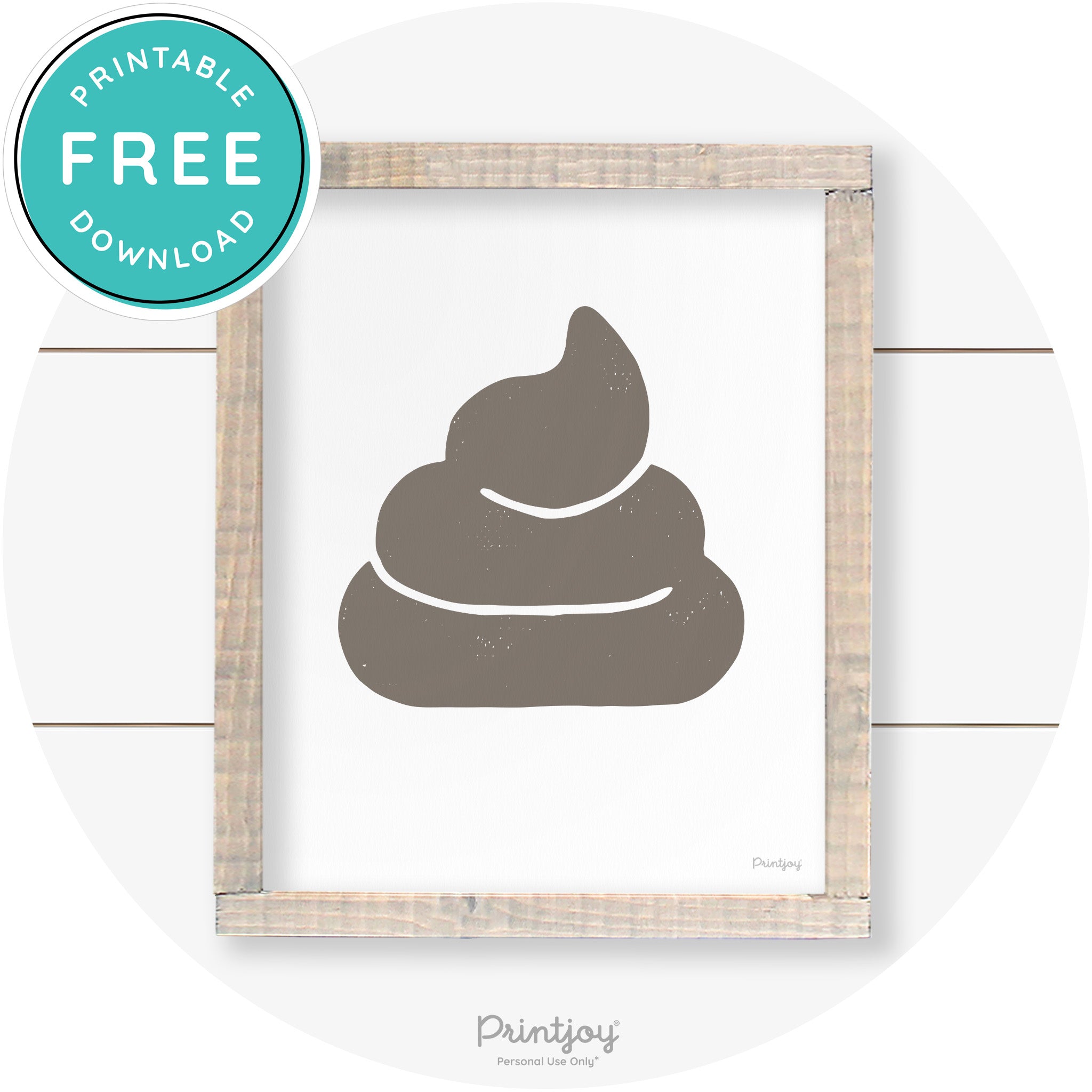 Poop Emoji Silhouette Funny Bathroom Sign Wall Art Free Printable - Printjoy