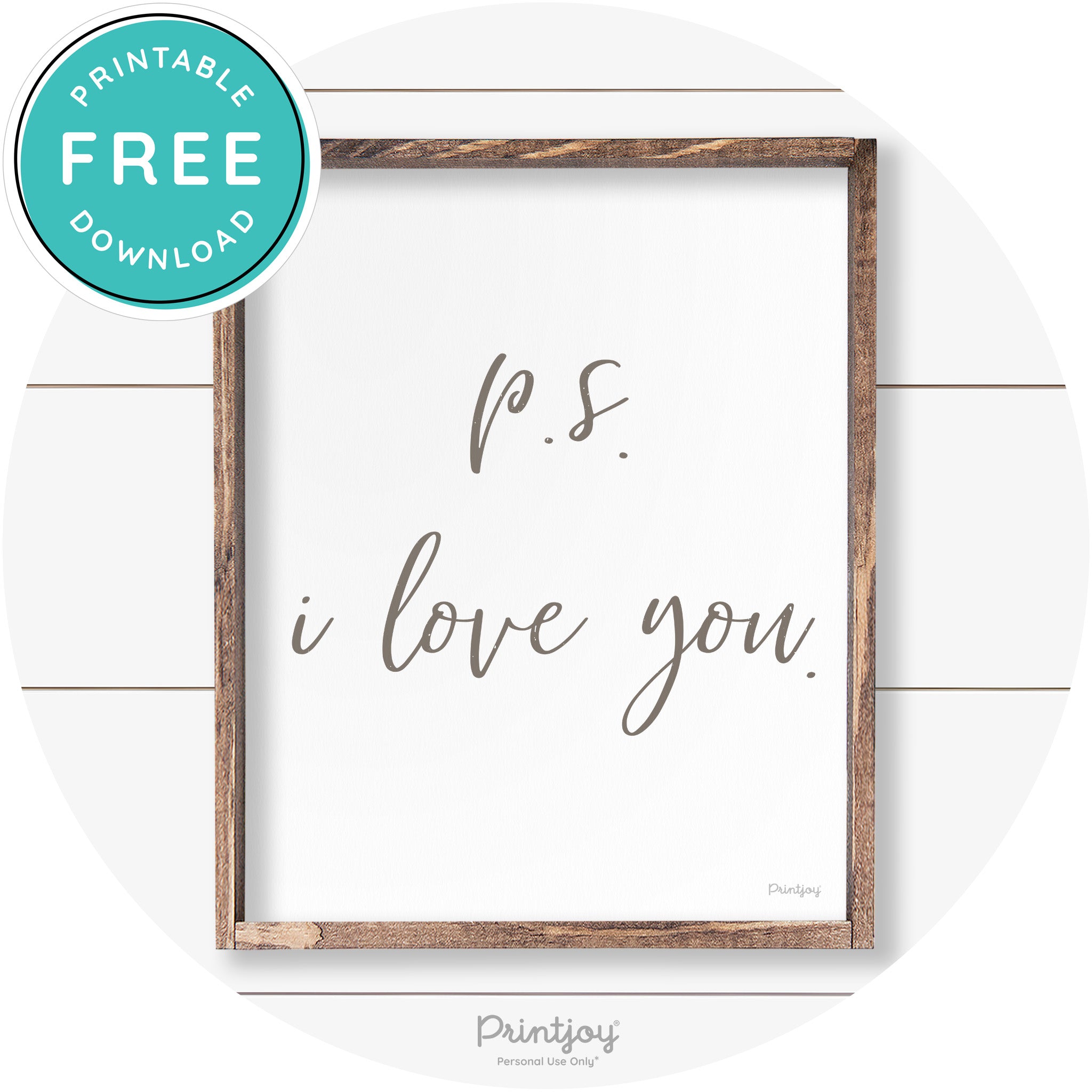 P.S. I Love You Cute Couples Farmhouse Wall Art Decor Free Printable - Printjoy