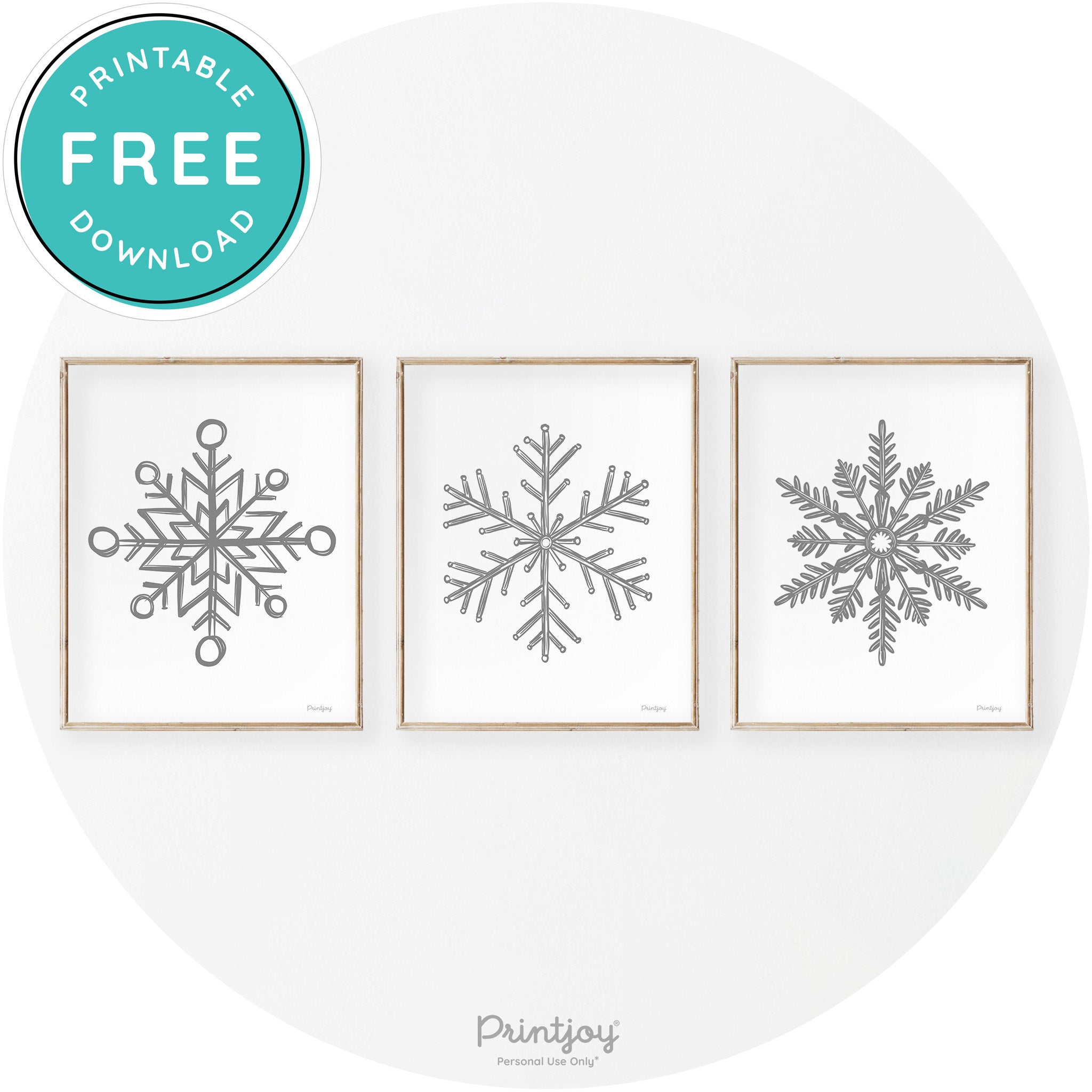 Snowflakes Set Of 3 Christmas Transitional Wall Art Decor Free Printable