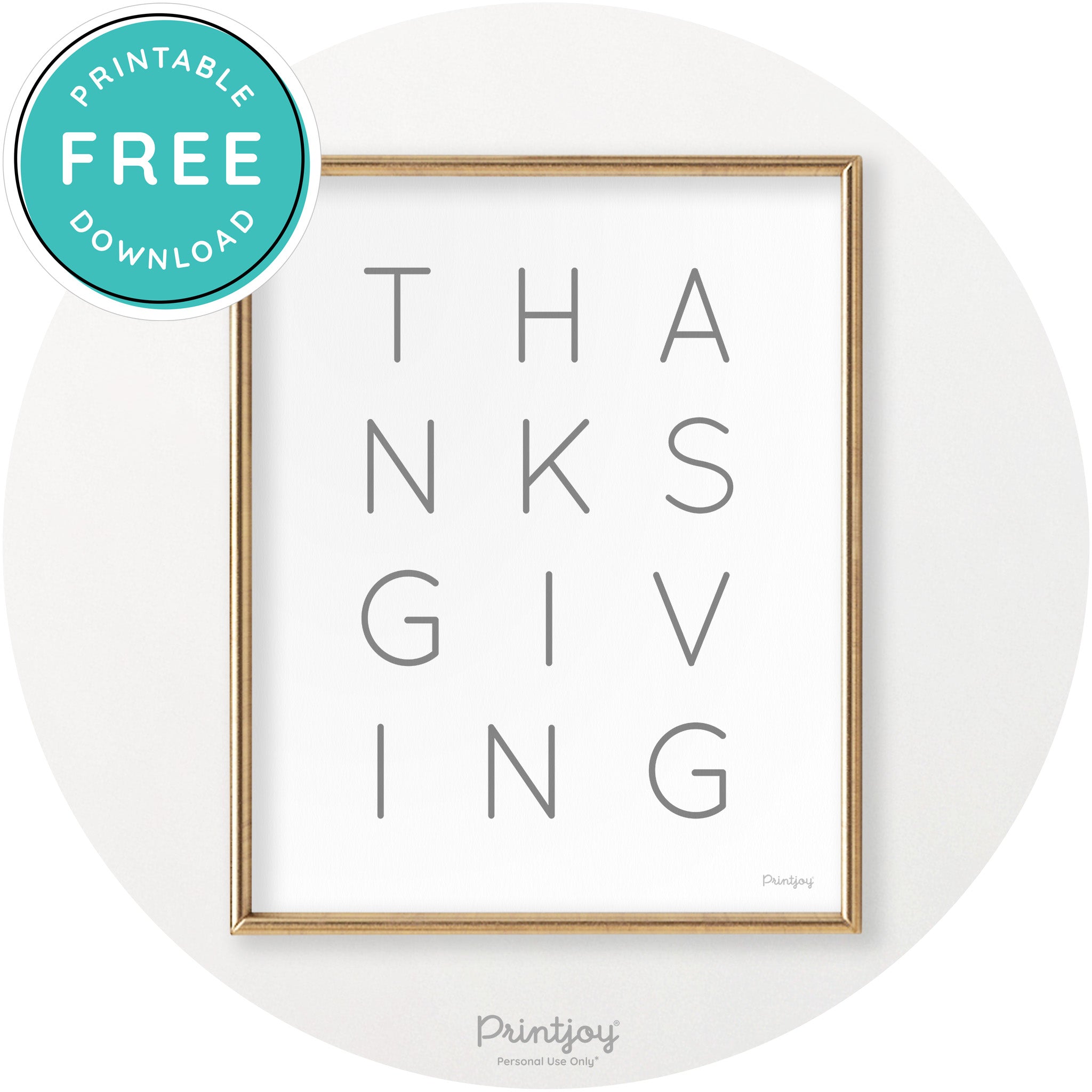 Thanksgiving Cute Typography Modern Chic Wall Art Printable - Printjoy