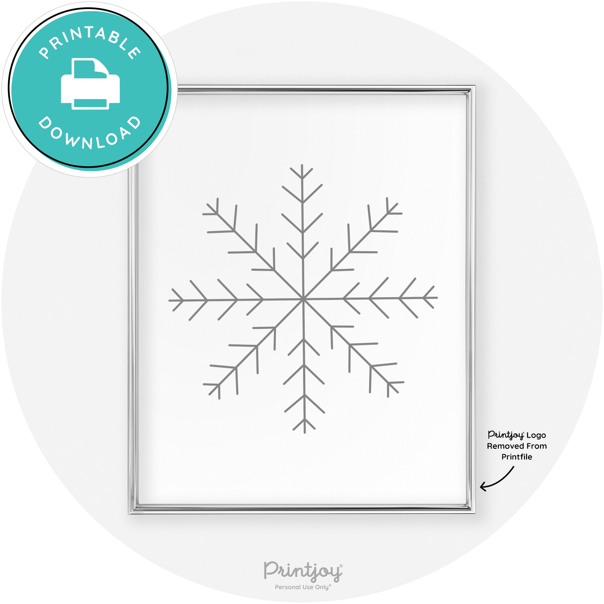 Snowflake Line Art Cute Winter Modern Chic Wall Art Free Printable - Printjoy