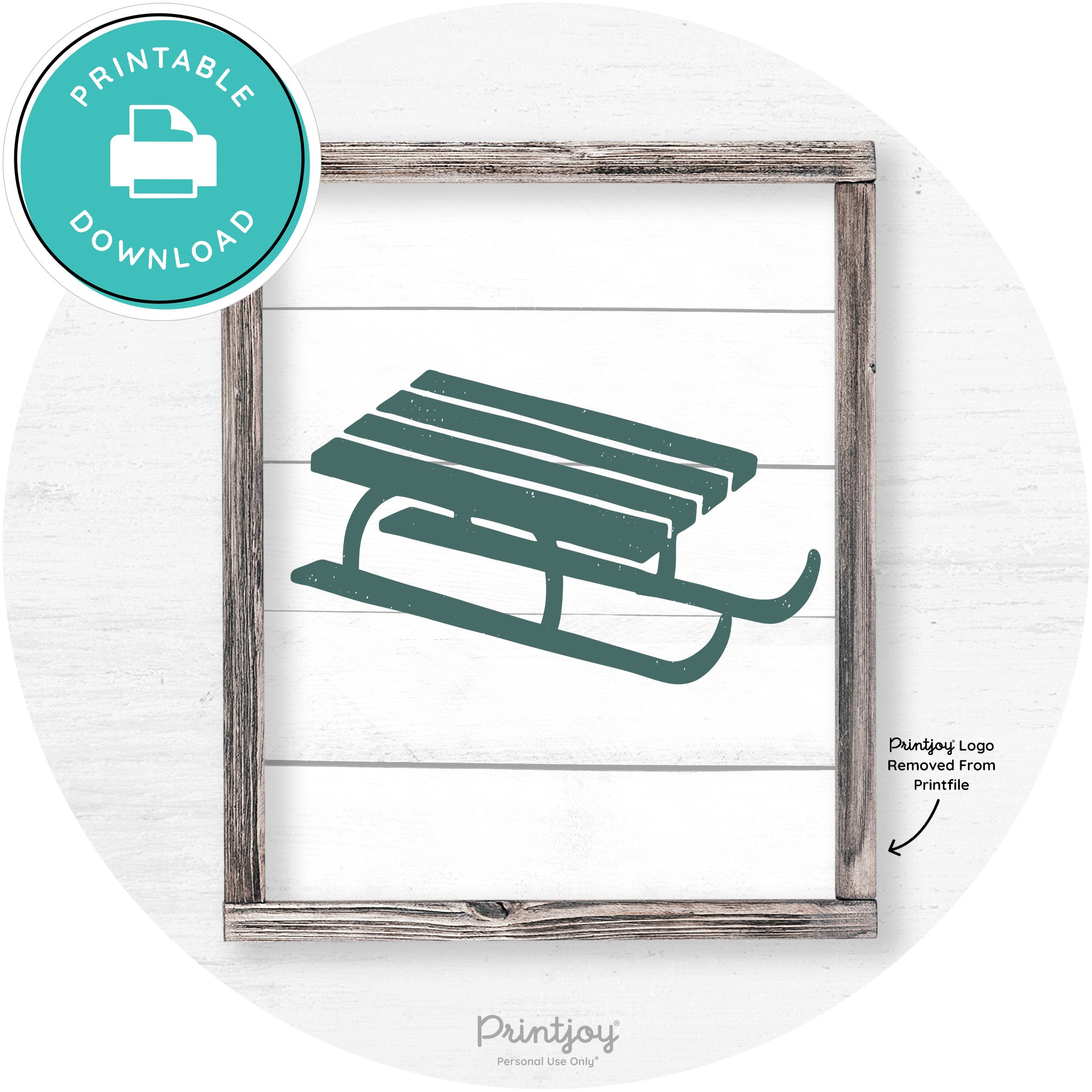 Winter Old Fashioned Sled Rustic Farmhouse Wall Art Free Printable - Printjoy