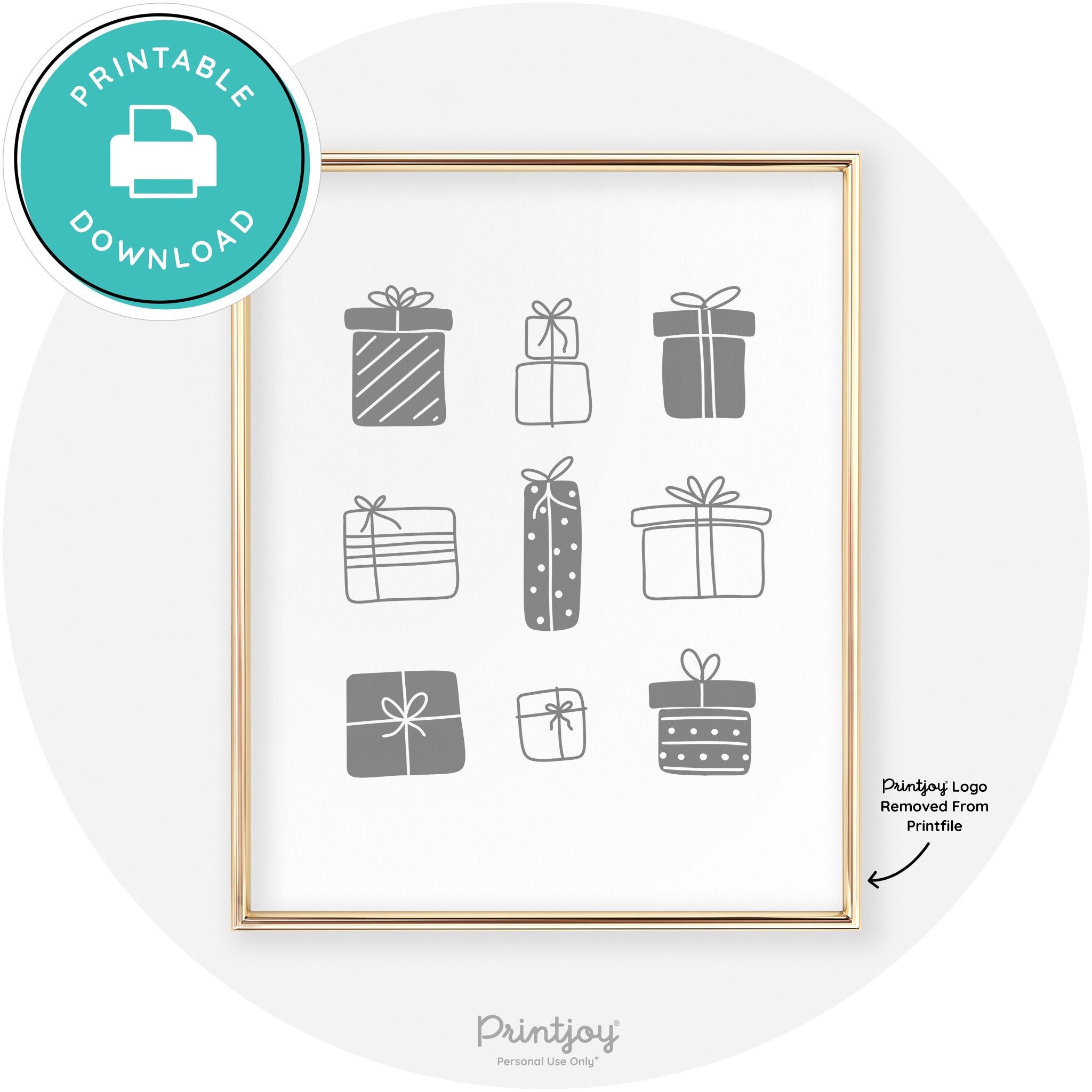 Presents Christmas Gifts Cute Modern Chic Wall Art Free Printable - Printjoy