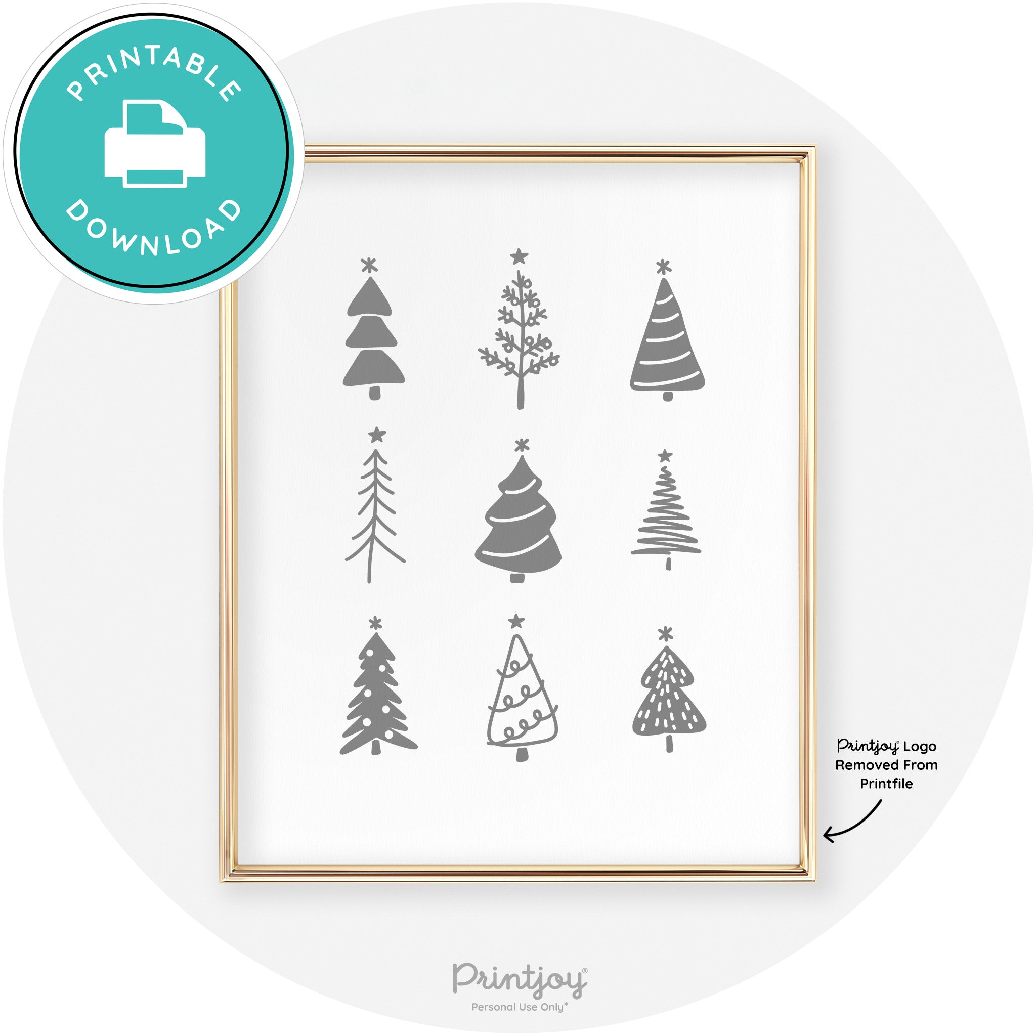 Christmas Trees Cute Modern Chic Wall Art Decor Free Printable - Printjoy