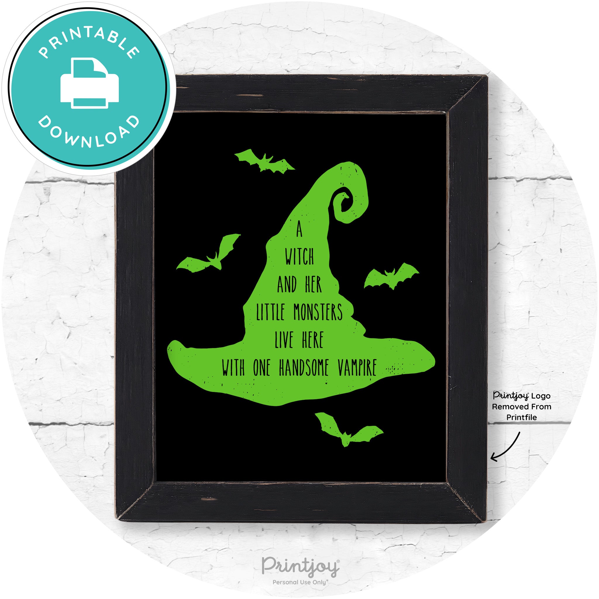 Fun Halloween Family Farmhouse Witch Hat Wall Art Free Printable - Printjoy