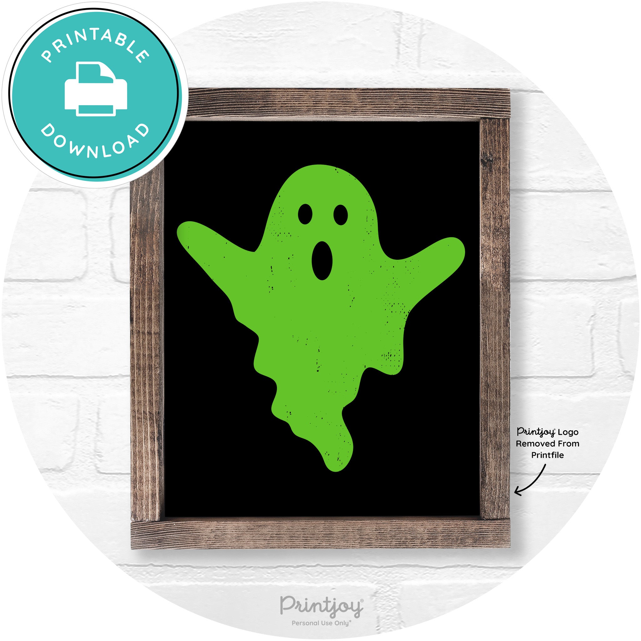 Halloween Cute Ghost Rustic Farmhouse Wall Art Free Printable - Printjoy