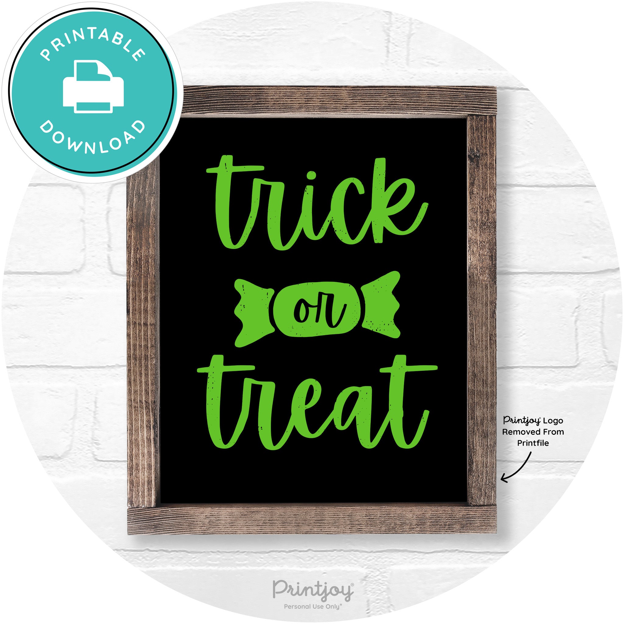 Trick Or Treat Halloween Rustic Farmhouse Wall Art Free Printable - Printjoy