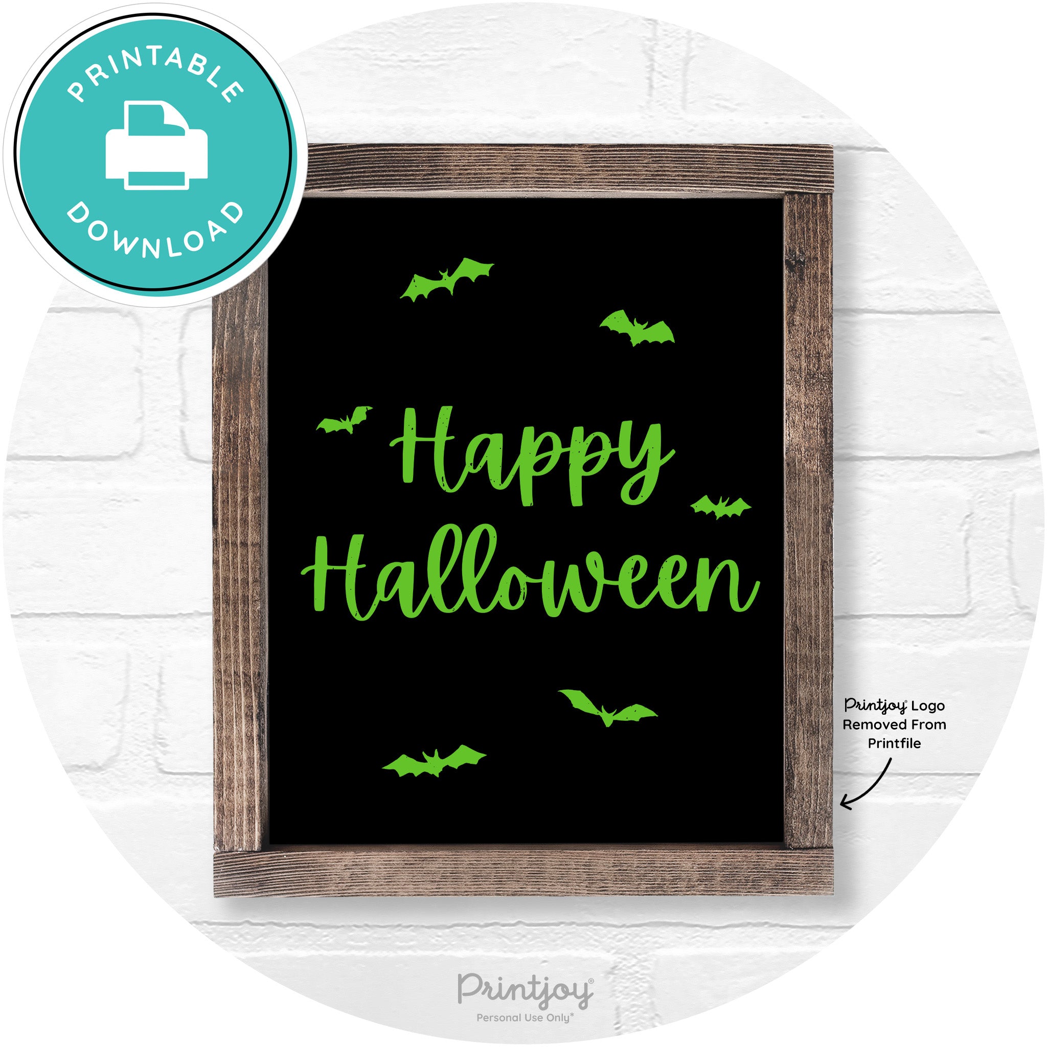 Happy Halloween Bats Rustic Farmhouse Wall Art Free Printable - Printjoy