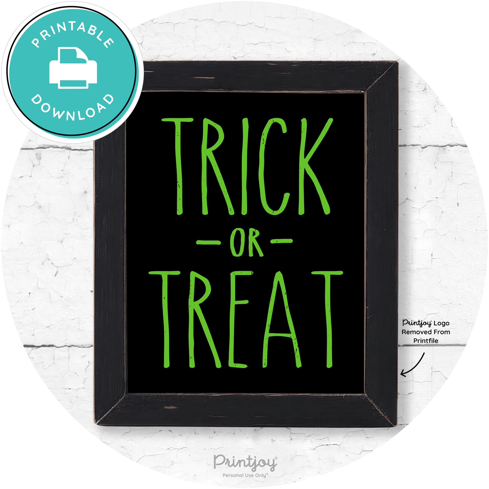 Trick Or Treat Lettering Farmhouse Halloween Wall Art Free Printable - Printjoy