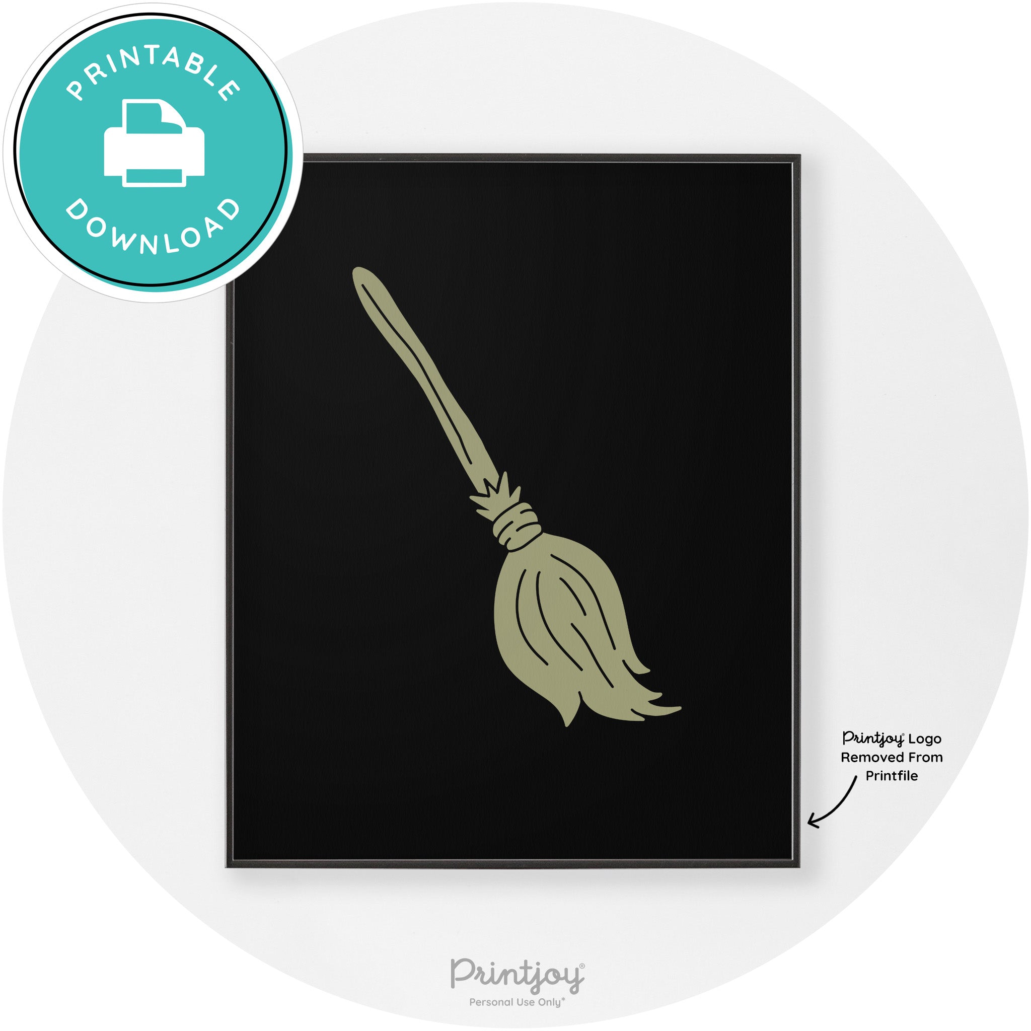 Witches Broom Halloween Cute Modern Chic Wall Art Free Printable - Printjoy
