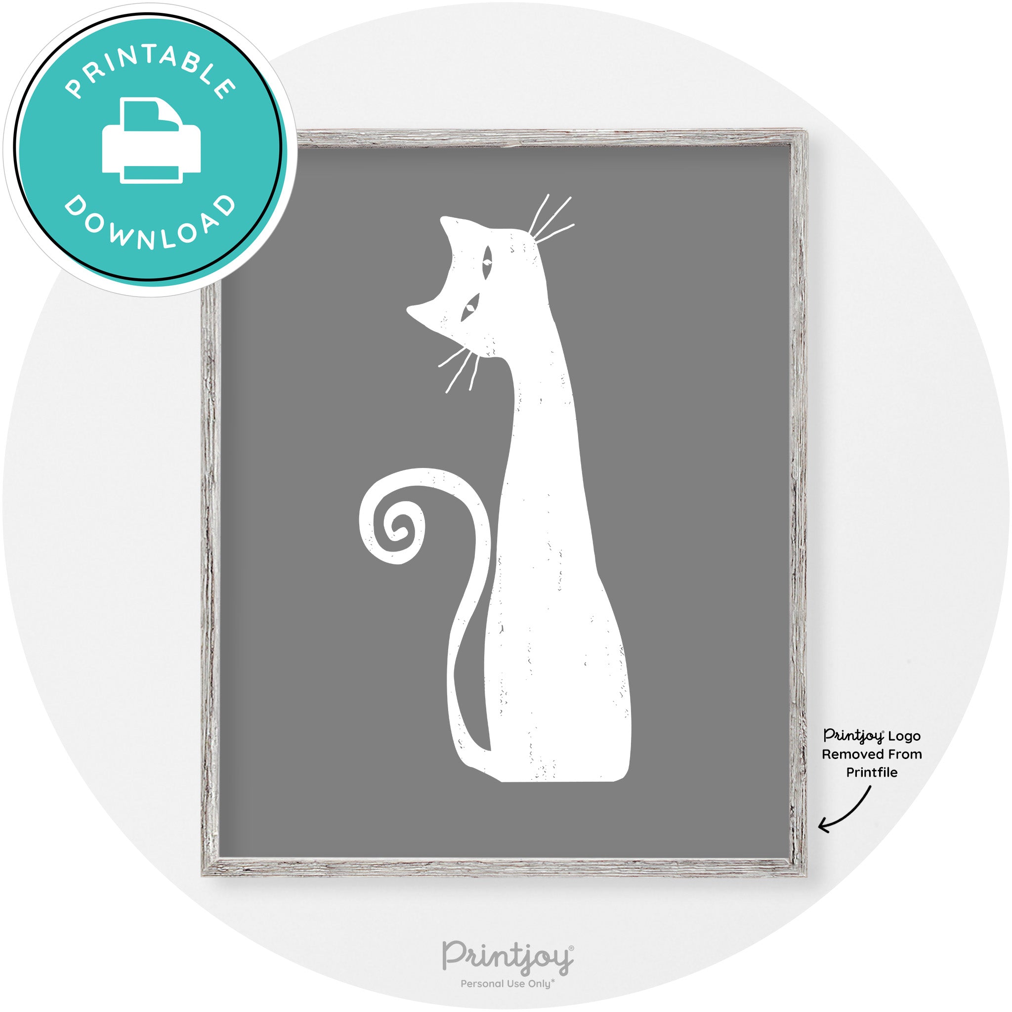 Creepy Skinny Cat Modern Vintage Halloween Wall Art Free Printable - Printjoy