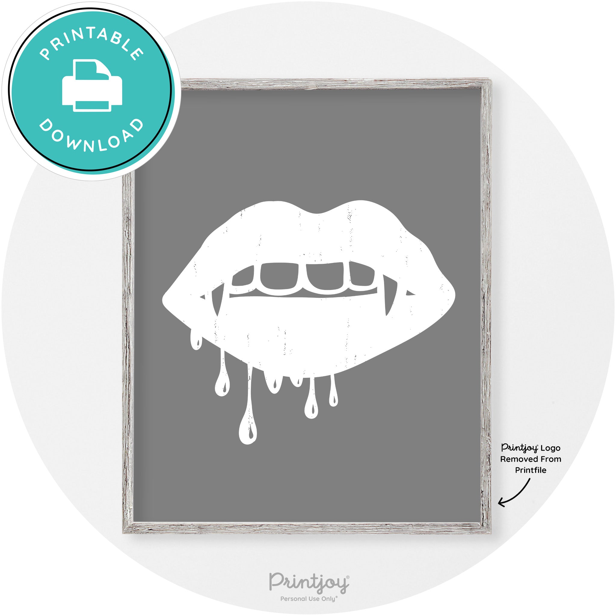 Dracula Fangs Teeth Modern Vintage Halloween Wall Art Free Printable - Printjoy