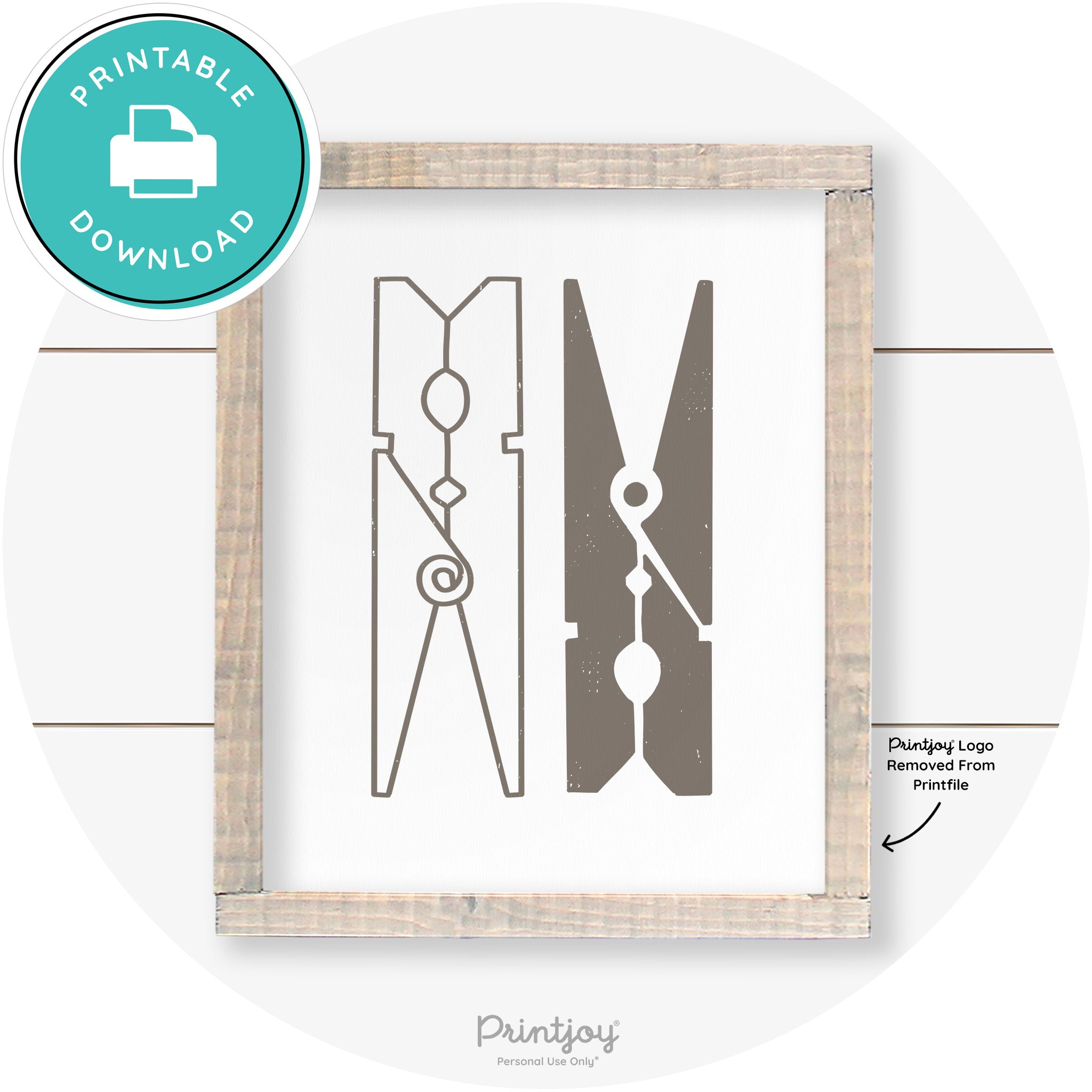 Clothespins Cute Laundry Room Farmhouse Wall Art Free Printable - Printjoy