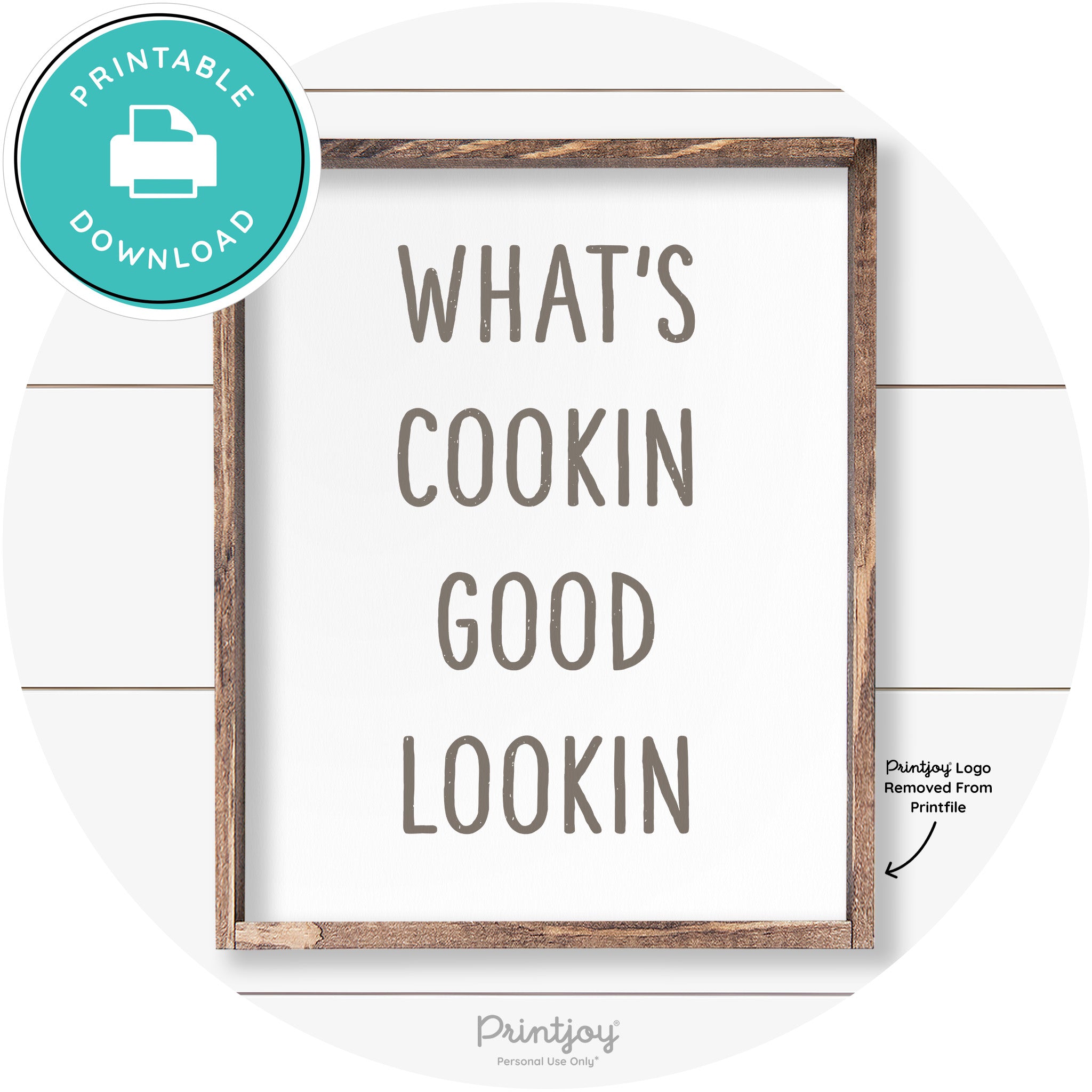 What's Cookin Good Lookin Farmhouse Kitchen Wall Art Free Printable - Printjoy