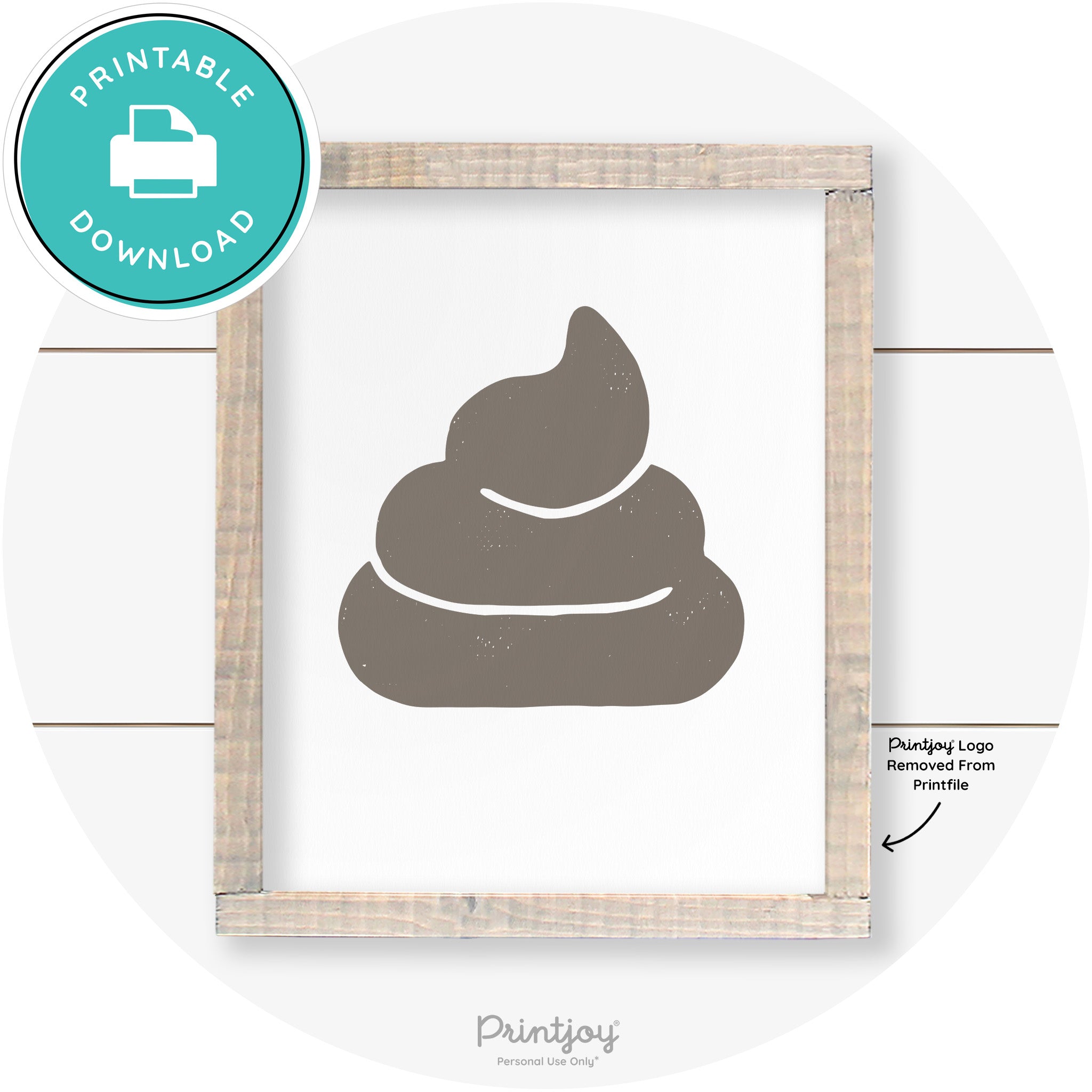 Poop Emoji Silhouette Funny Bathroom Sign Wall Art Free Printable - Printjoy
