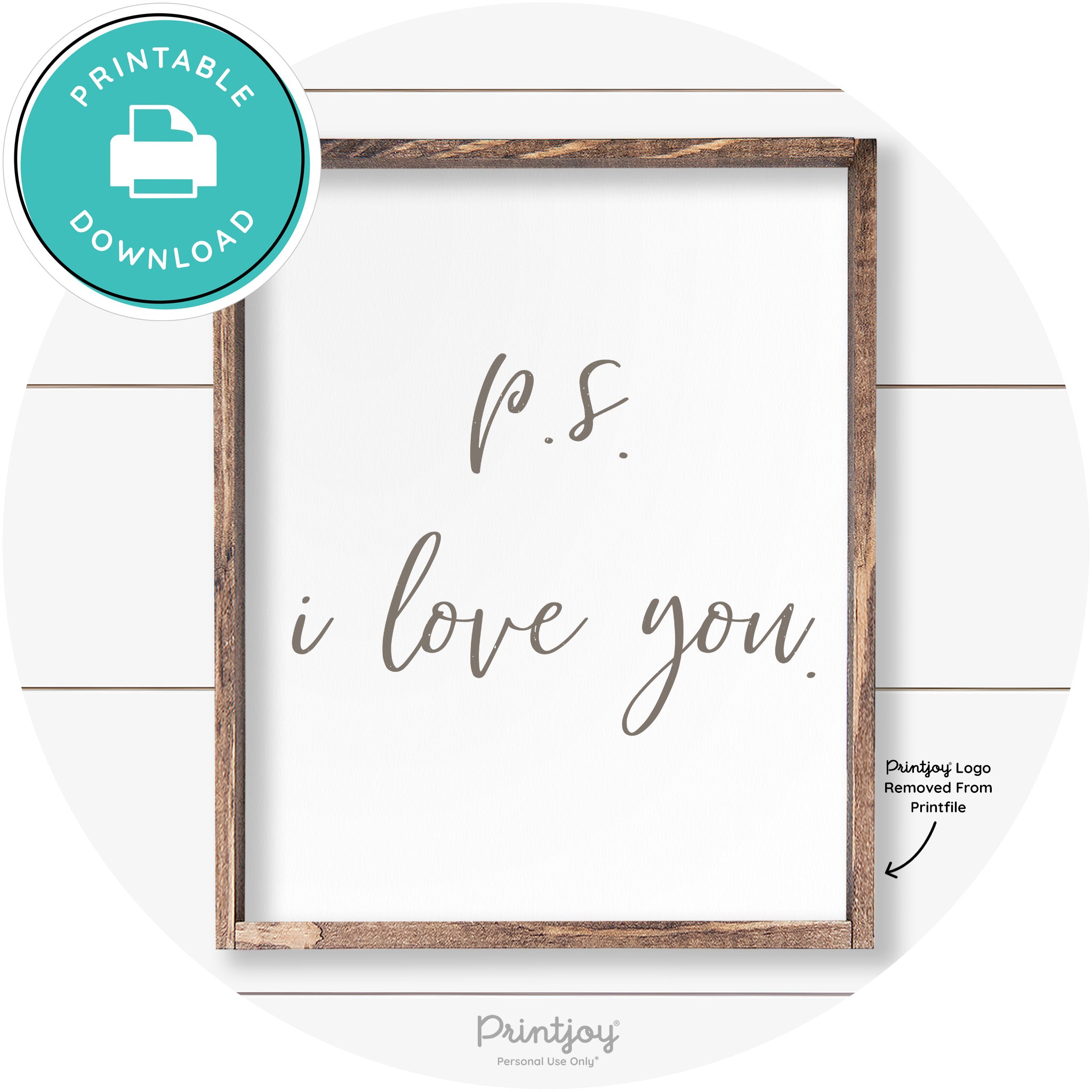 P.S. I Love You Cute Couples Farmhouse Wall Art Decor Free Printable - Printjoy