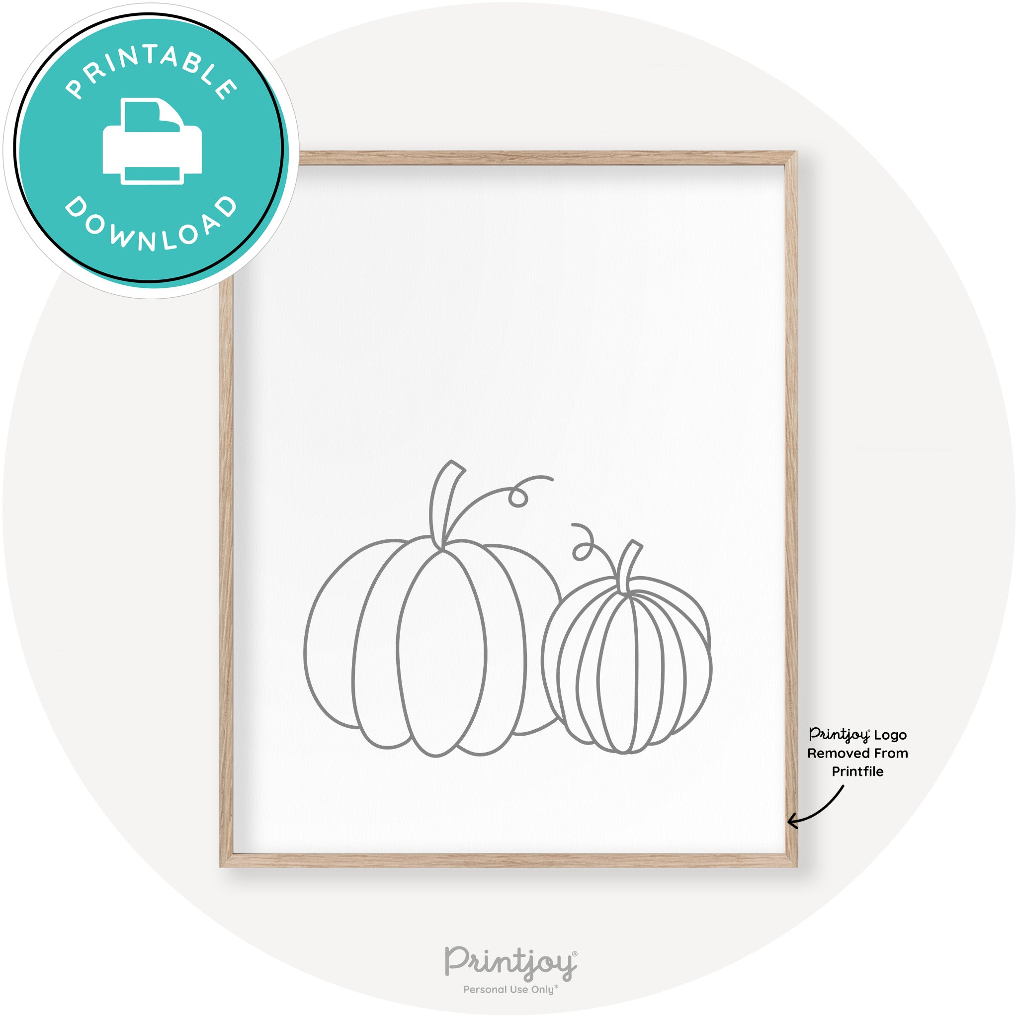 Pumpkin Pair Line Art Cute Fall Modern Chic Wall Art Printable - Printjoy