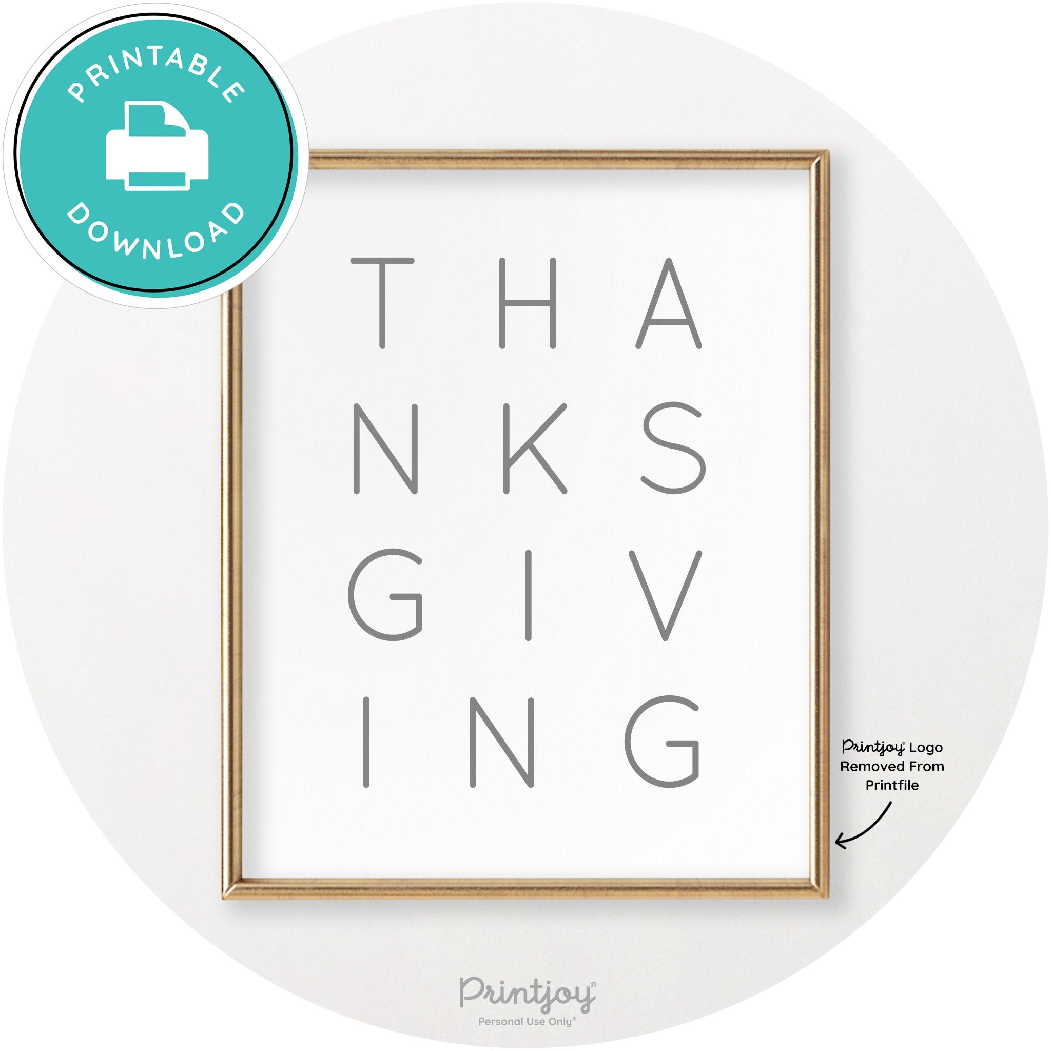 Thanksgiving Cute Typography Modern Chic Wall Art Printable - Printjoy