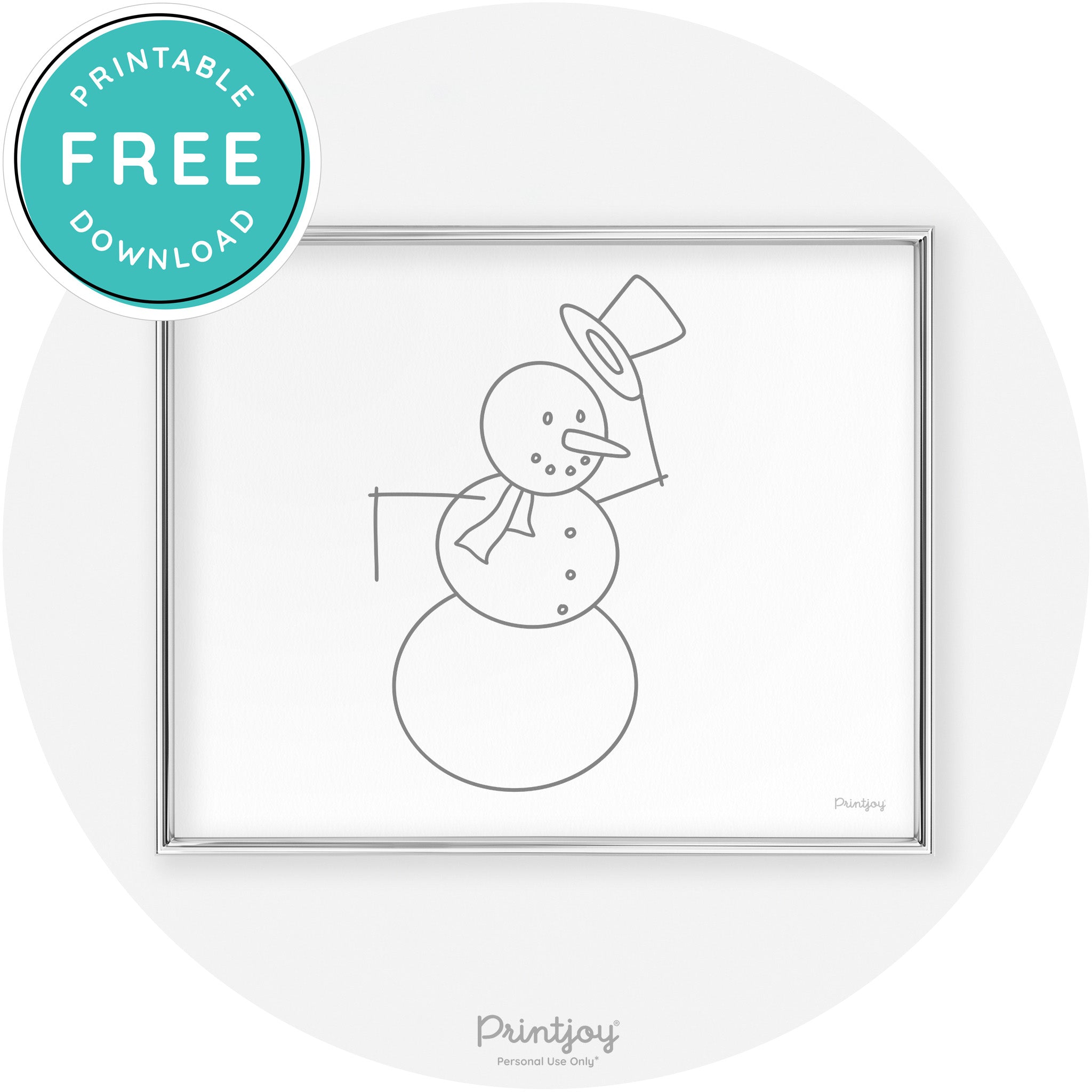Snowman Line Art Cute Winter Modern Chic Wall Art Free Printable - Printjoy