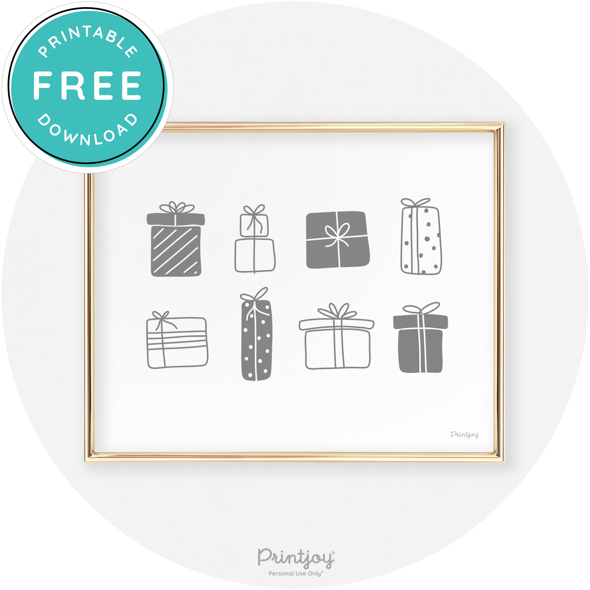 Presents Christmas Gifts Cute Modern Chic Wall Art Free Printable - Printjoy