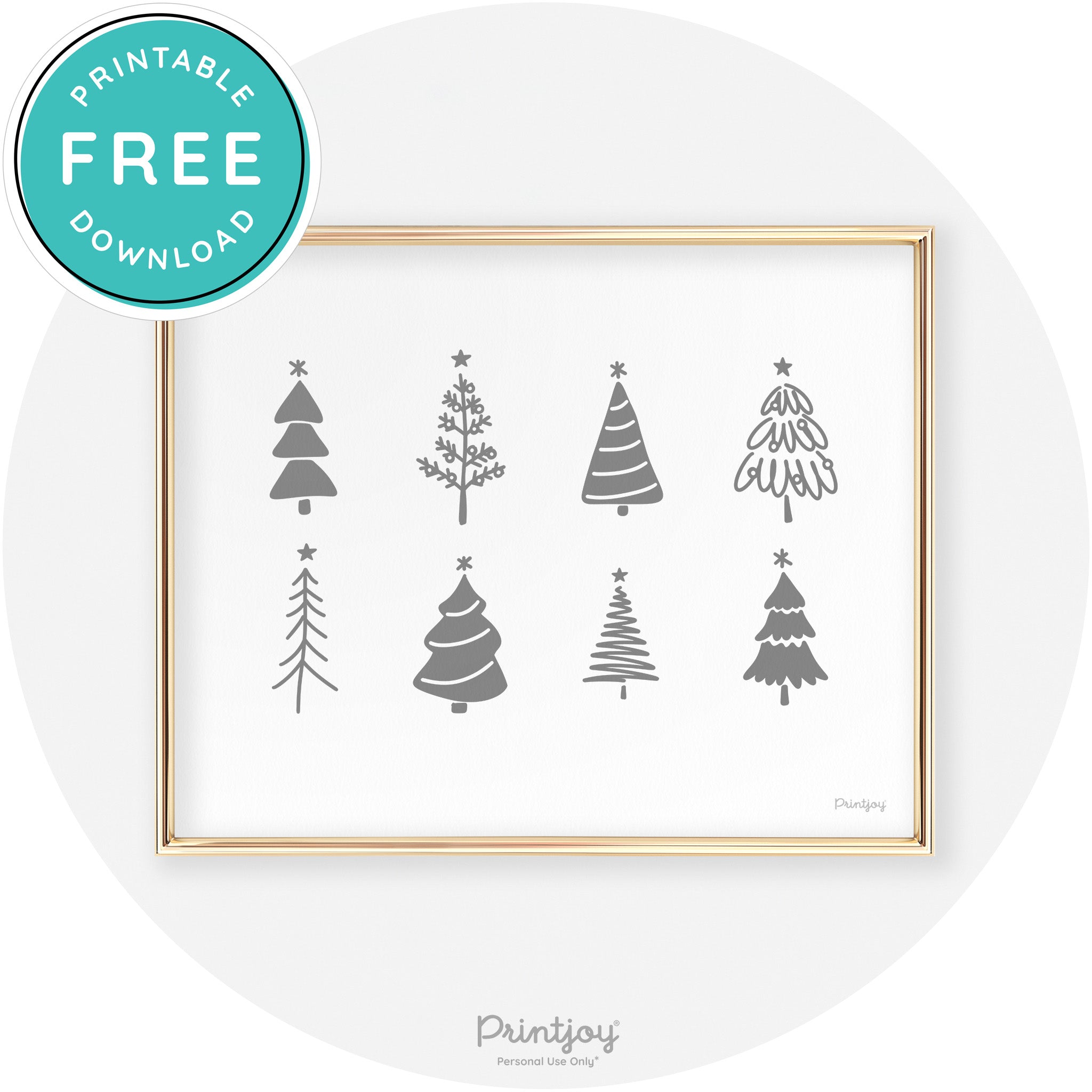 Christmas Trees Cute Modern Chic Wall Art Decor Free Printable - Printjoy