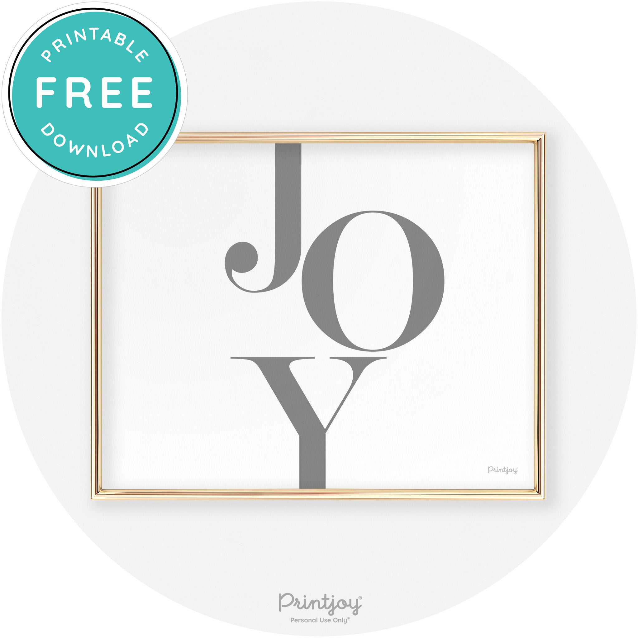 Joy Typography Cute Simple Modern Wall Art Decor Free Printable - Printjoy
