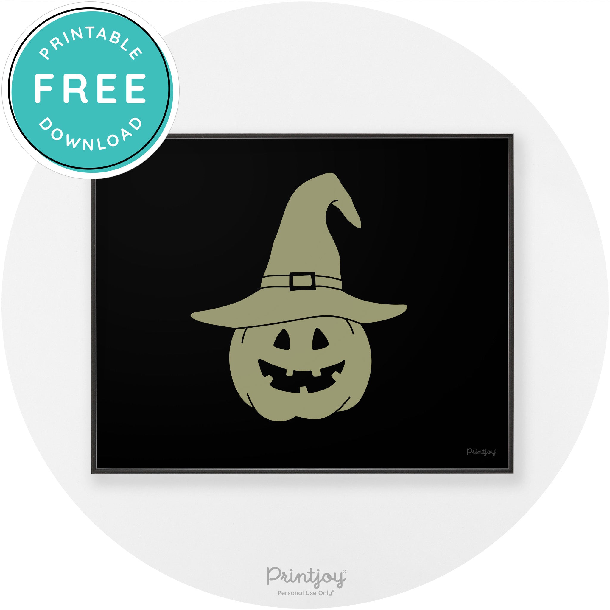 Halloween Cute Witch Jack O Lantern Chic Wall Art Printable - Printjoy