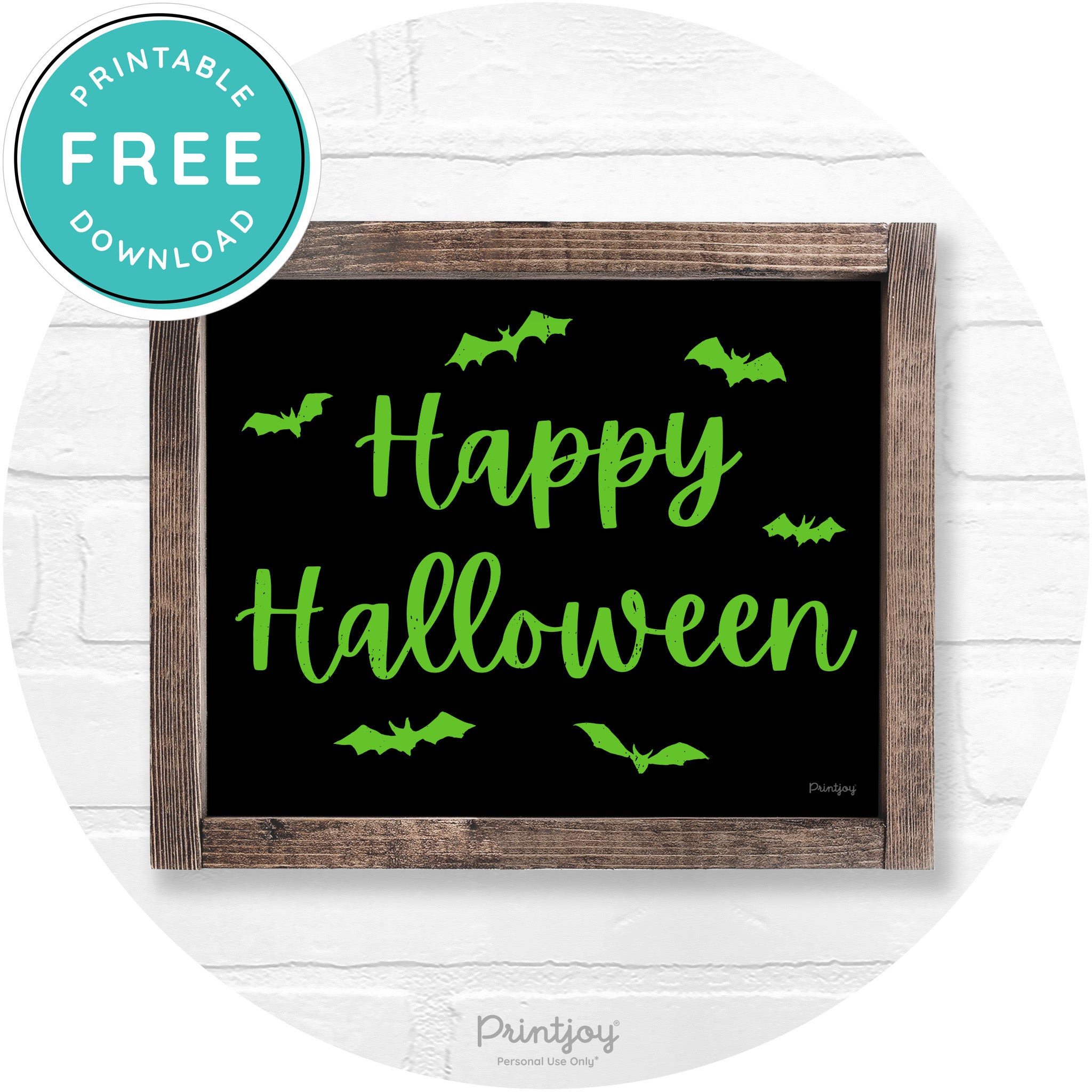 Happy Halloween Bats Rustic Farmhouse Wall Art Free Printable - Printjoy