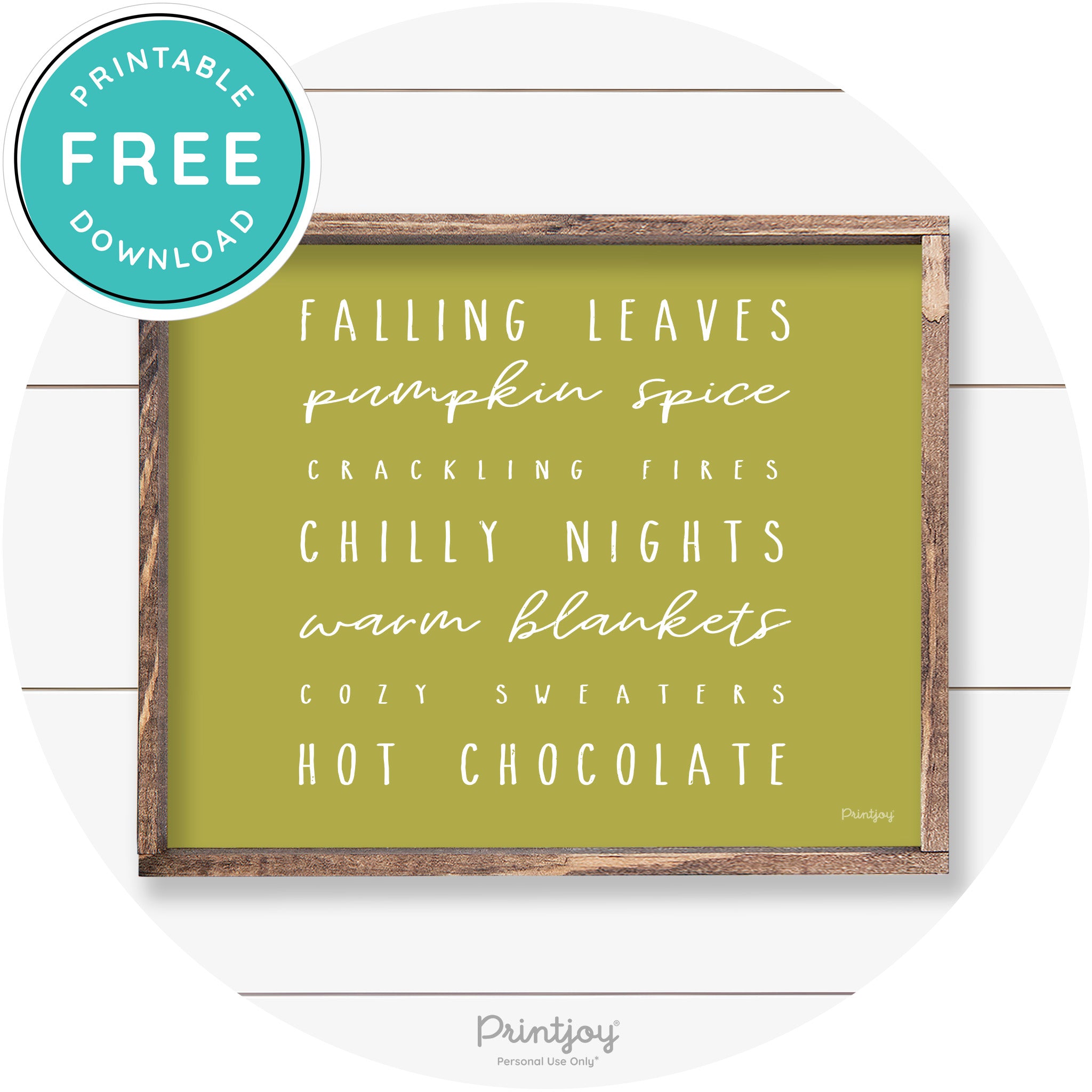 Fall Favorite Things Cute Farmhouse Autumn Wall Art Free Printable - Printjoy