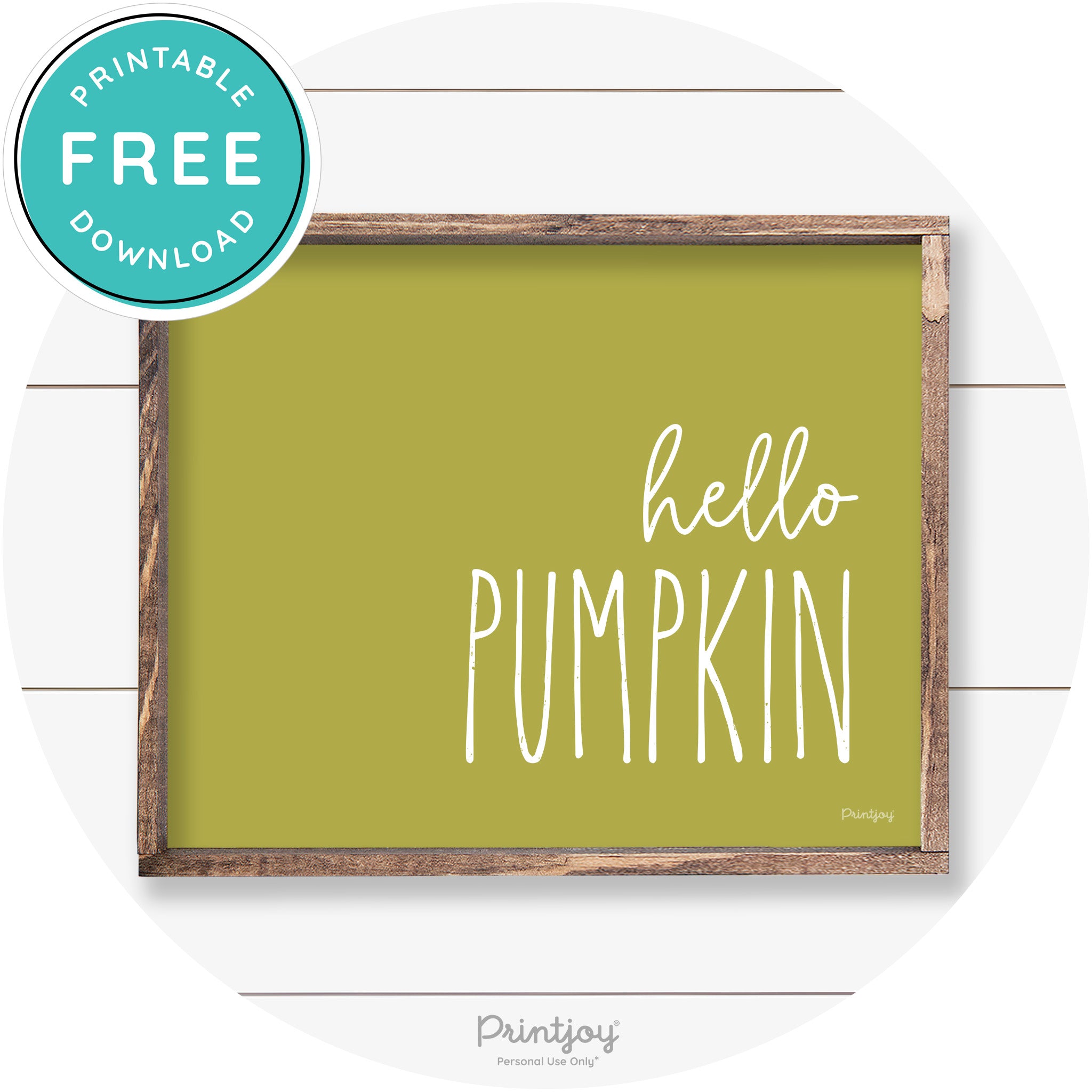 Hello Pumpkin Cute Fun Simple Farmhouse Wall Art Free Printable - Printjoy