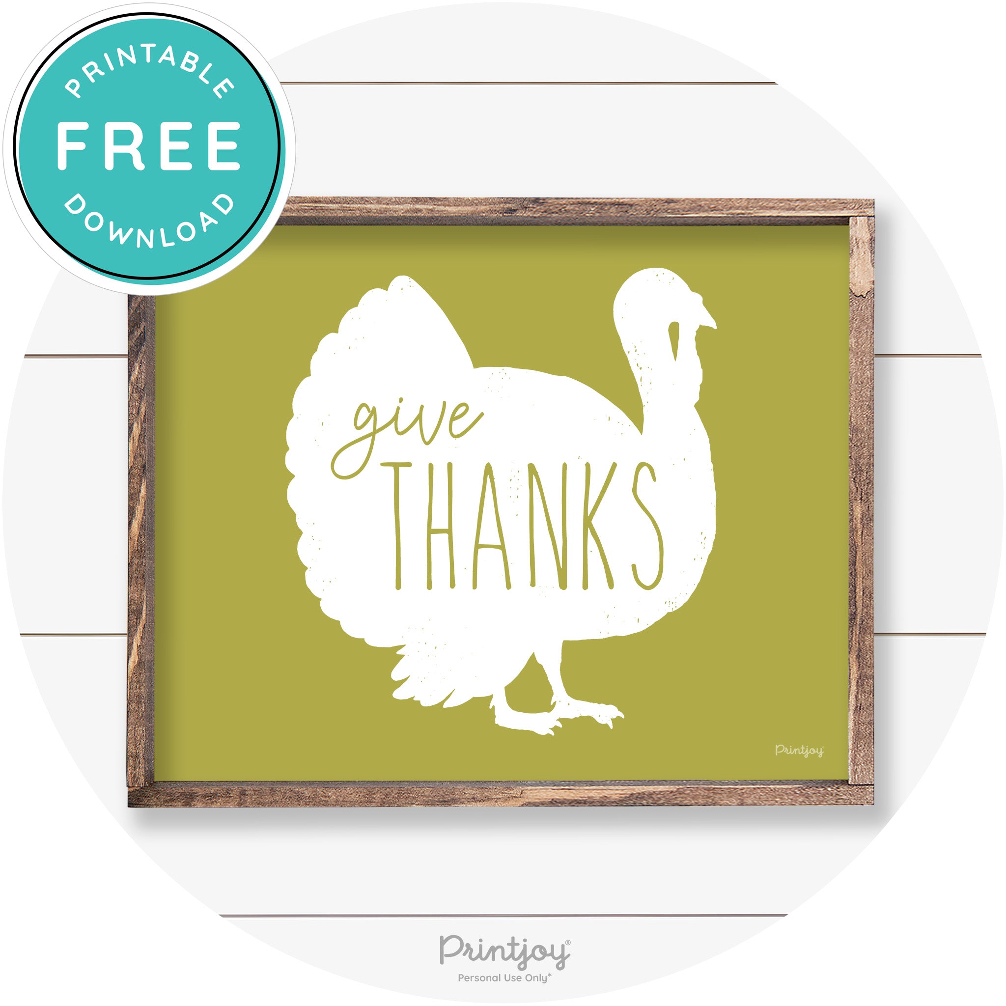Give Thanks Turkey Thanksgiving Farmhouse Wall Art Free Printable - Printjoy