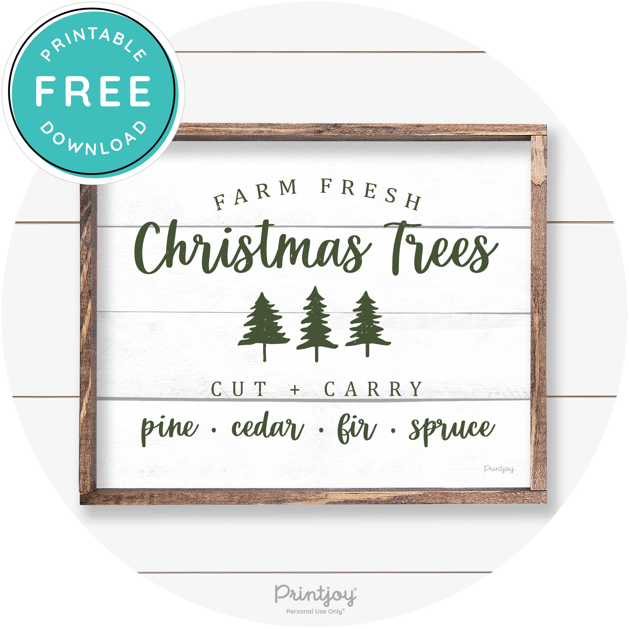 Farm Fresh Christmas Trees Rustic Farmhouse Wall Art Free Printable - Printjoy