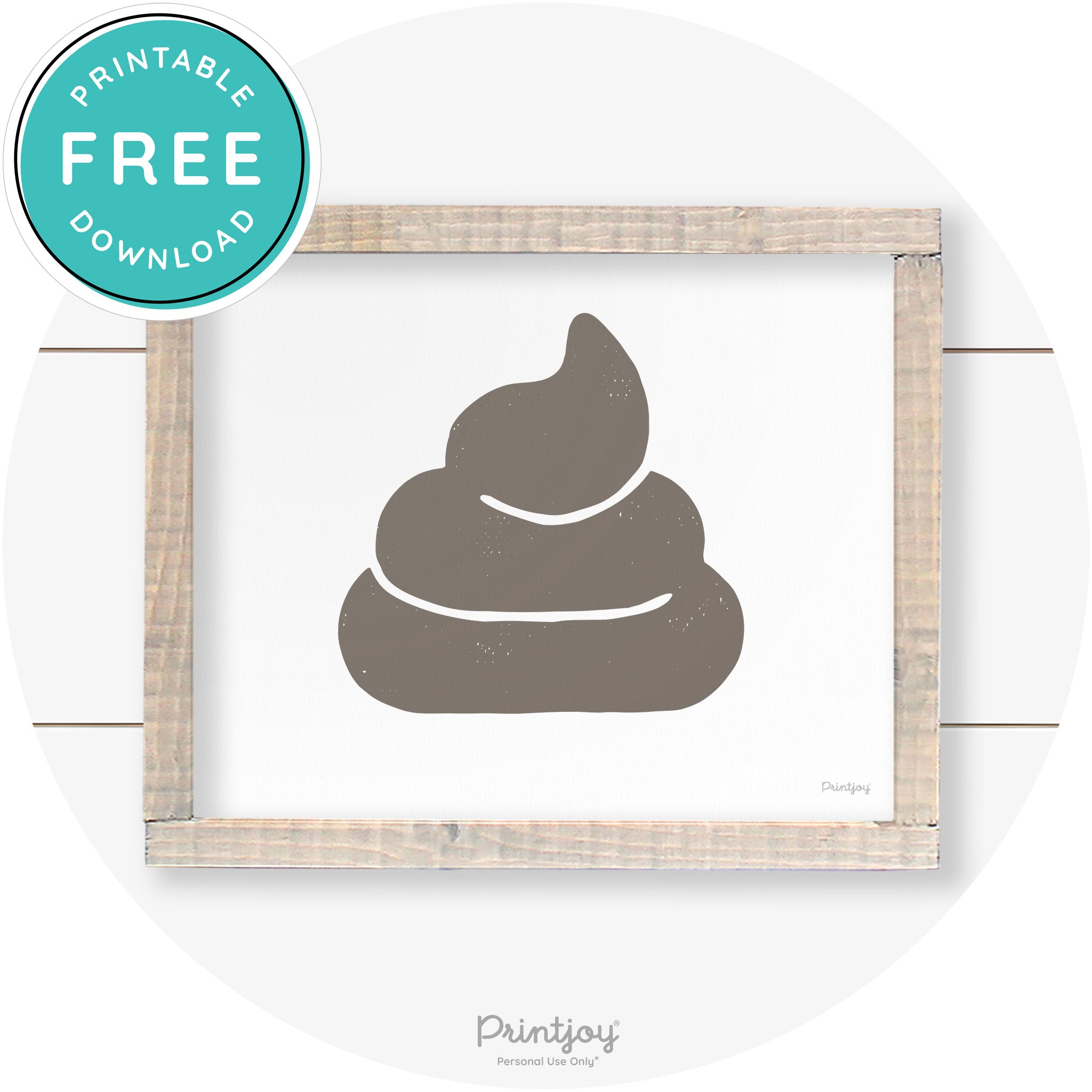 Poop Emoji Silhouette Funny Bathroom Sign Wall Art Free Printable - Printjoy