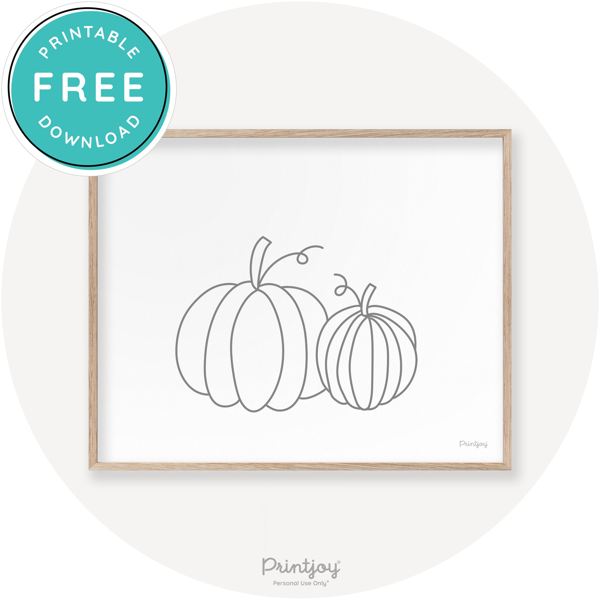 Pumpkin Pair Line Art Cute Fall Modern Chic Wall Art Printable - Printjoy
