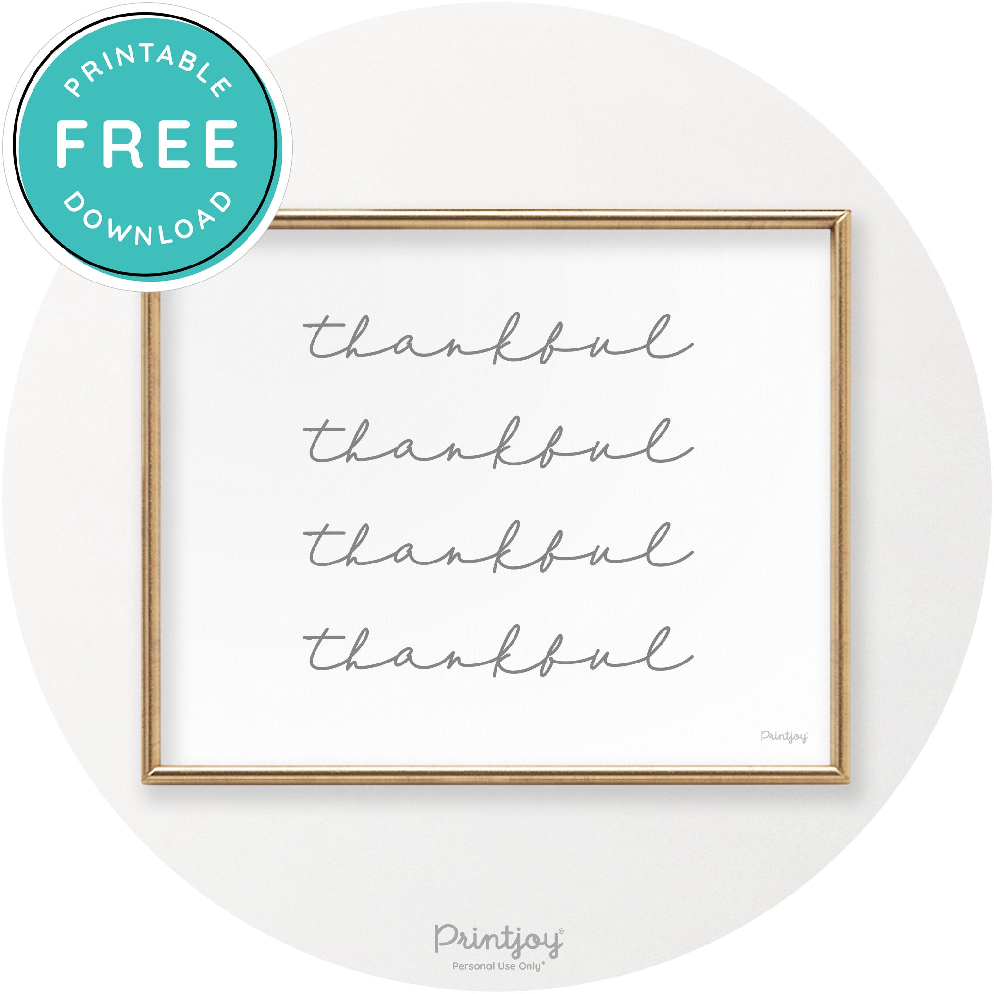 Thankful Pattern Cute Thanksgiving Modern Chic Wall Art Printable - Printjoy