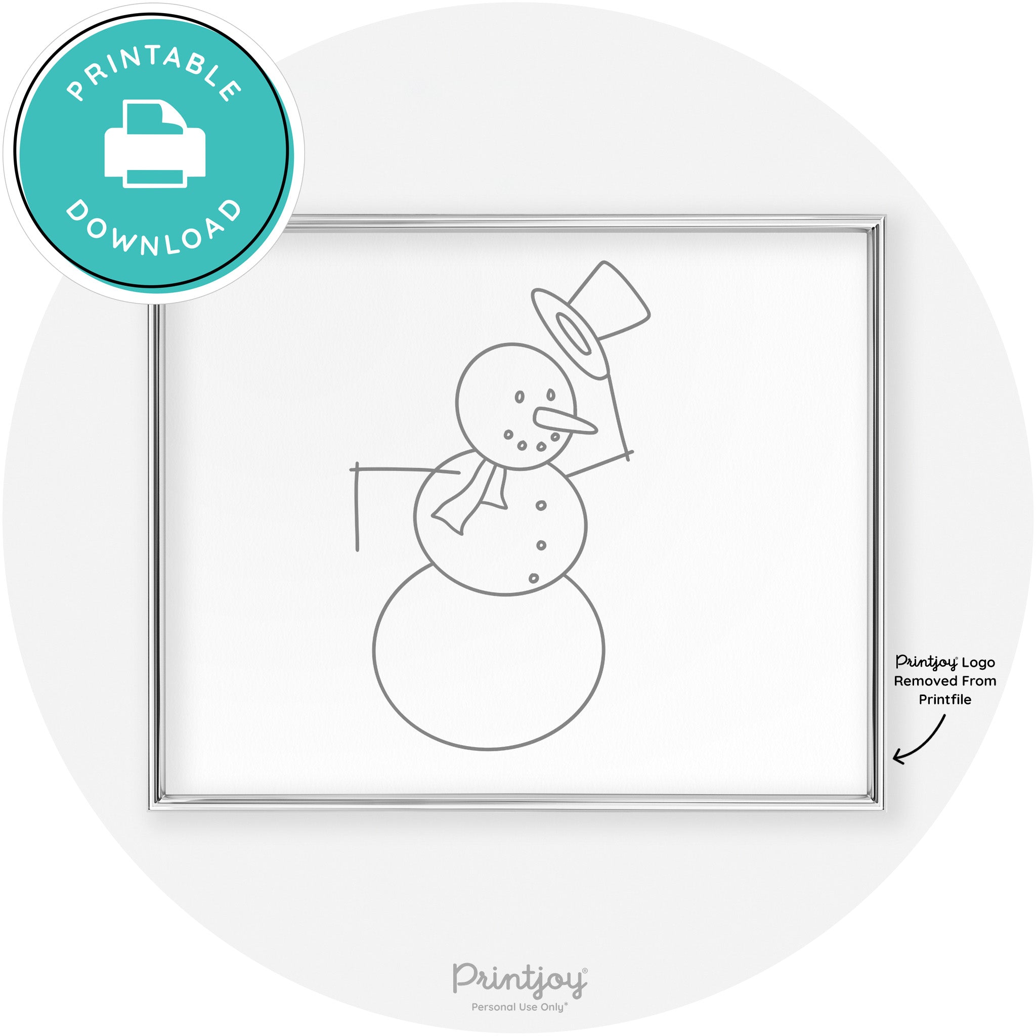 Snowman Line Art Cute Winter Modern Chic Wall Art Free Printable - Printjoy