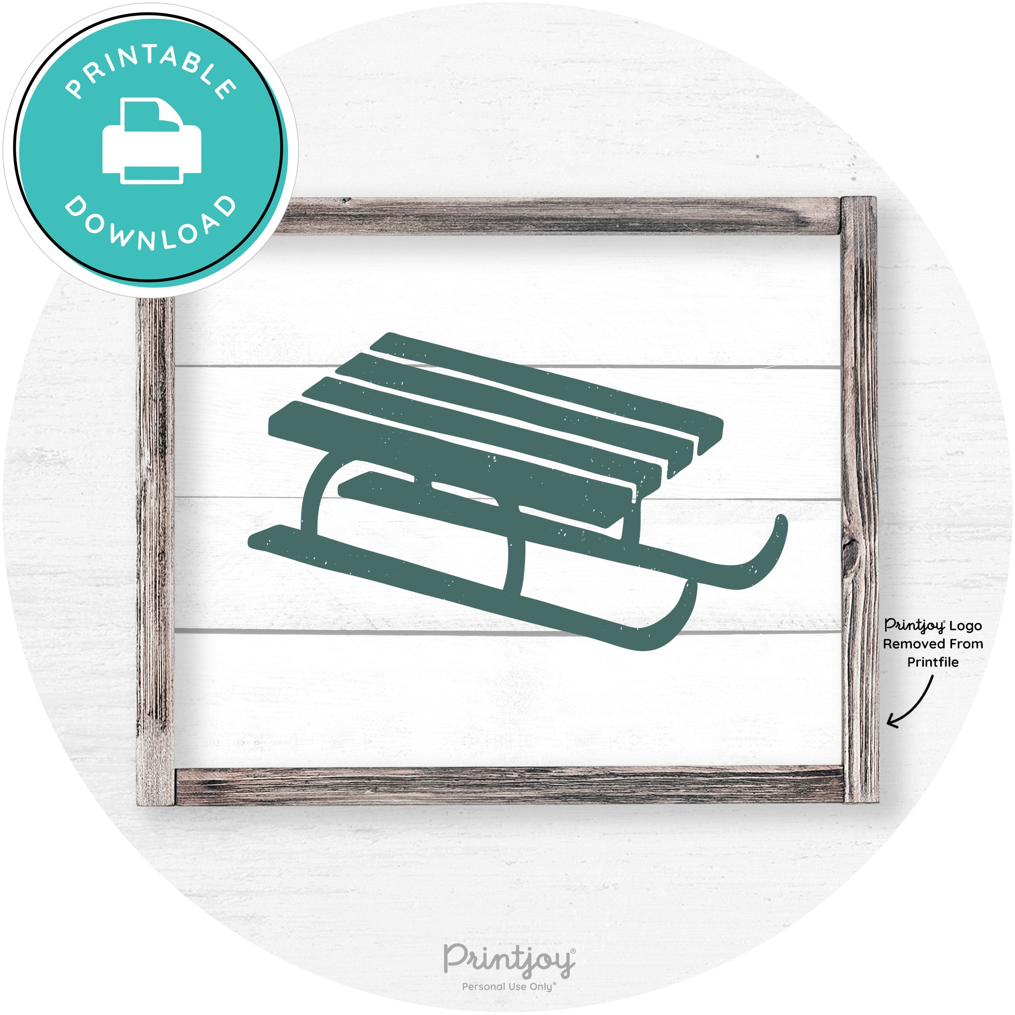 Winter Old Fashioned Sled Rustic Farmhouse Wall Art Free Printable - Printjoy